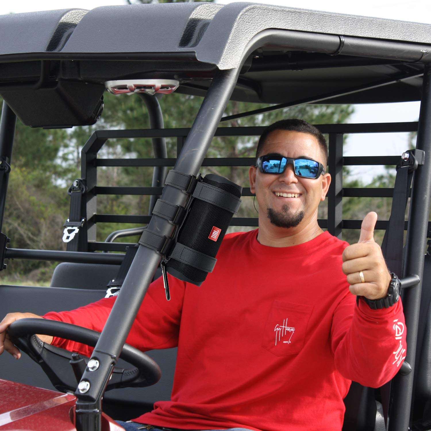 OAONY Portable Speaker Mount for Golf Cart Railing Bike or Boat -Waterproof Outdoor Adjustable Strap for Most Bluetooth Wireless Speakers Attachment Accessory Holder Bar Rail 6