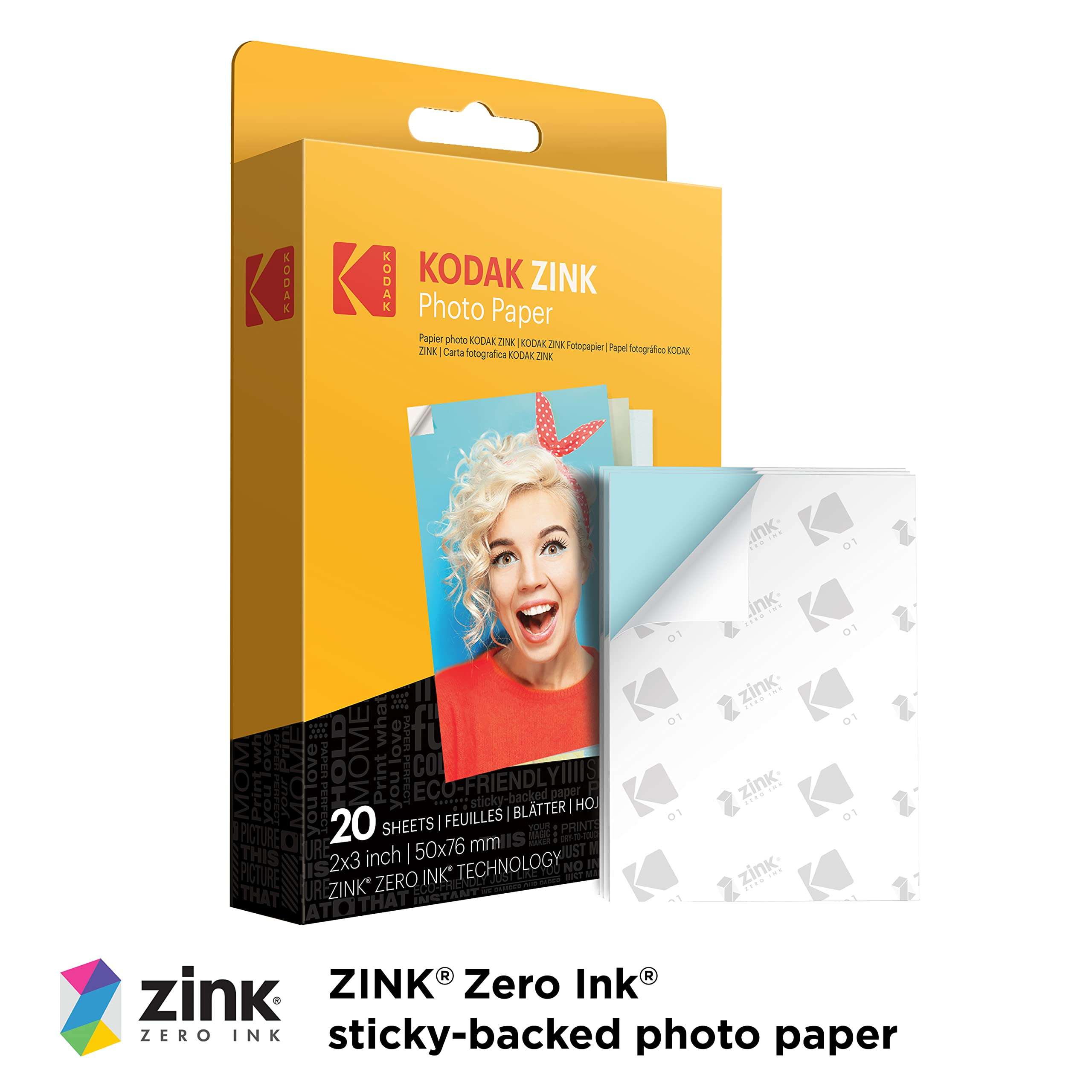 KODAK Smile+ 2-in-1 Digital Instant Print Camera & Wireless Bluetooth Photo Printer Starter Bundle + Soft Case + Zink 20pk Sticky-Back Photo Paper - 10MP, Special-Effect Rotating Lens - White 5