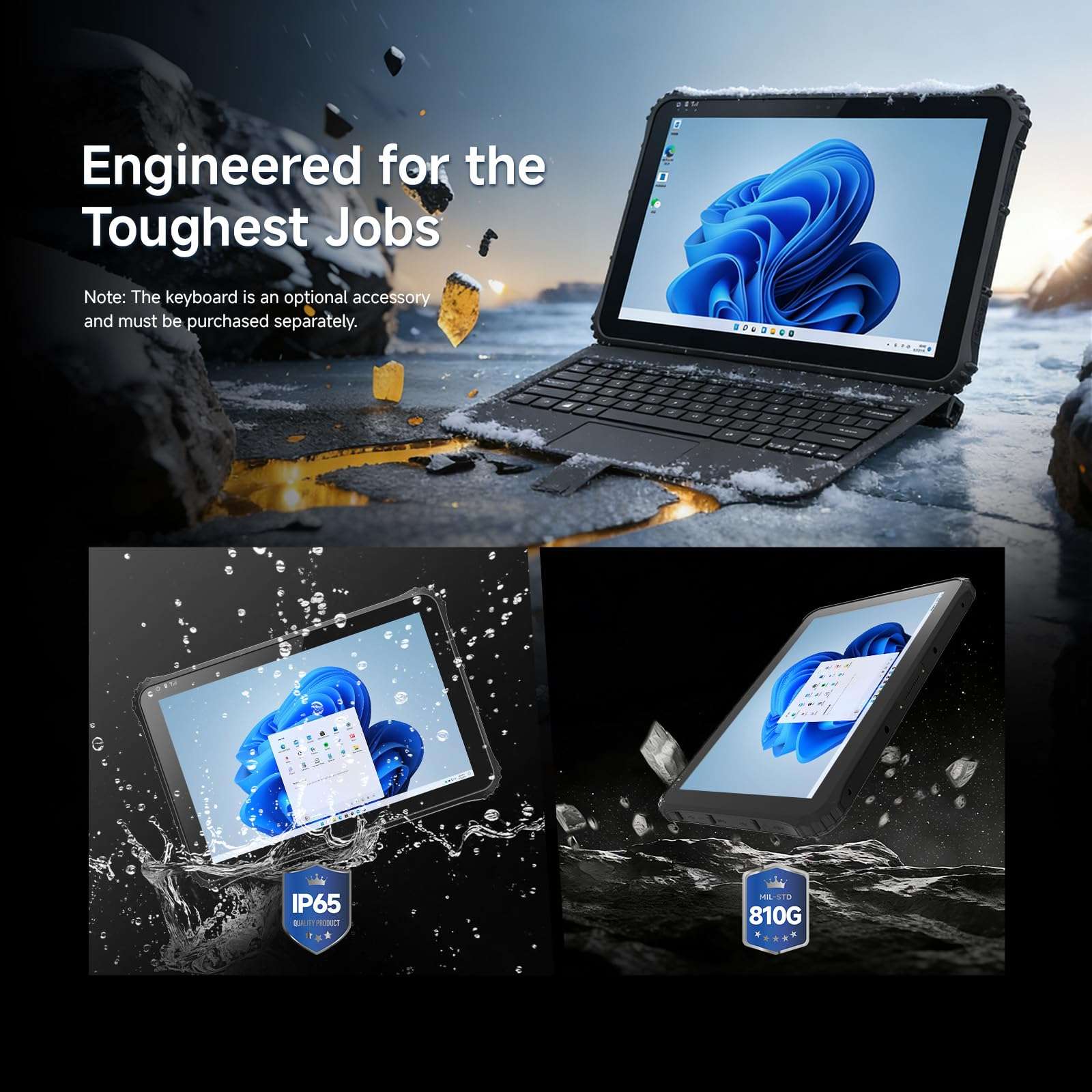 Arrvel Rugged Tablet with Barcode Scanner I22J 2 in 1, 12.2 inch Windows 11 Pro with HW N4680 Scan Engine, 1D/2D Inventory Scanner, 8GB+128GB Industrial Tablet for for ERP WMS,Warehouse,Retail 4