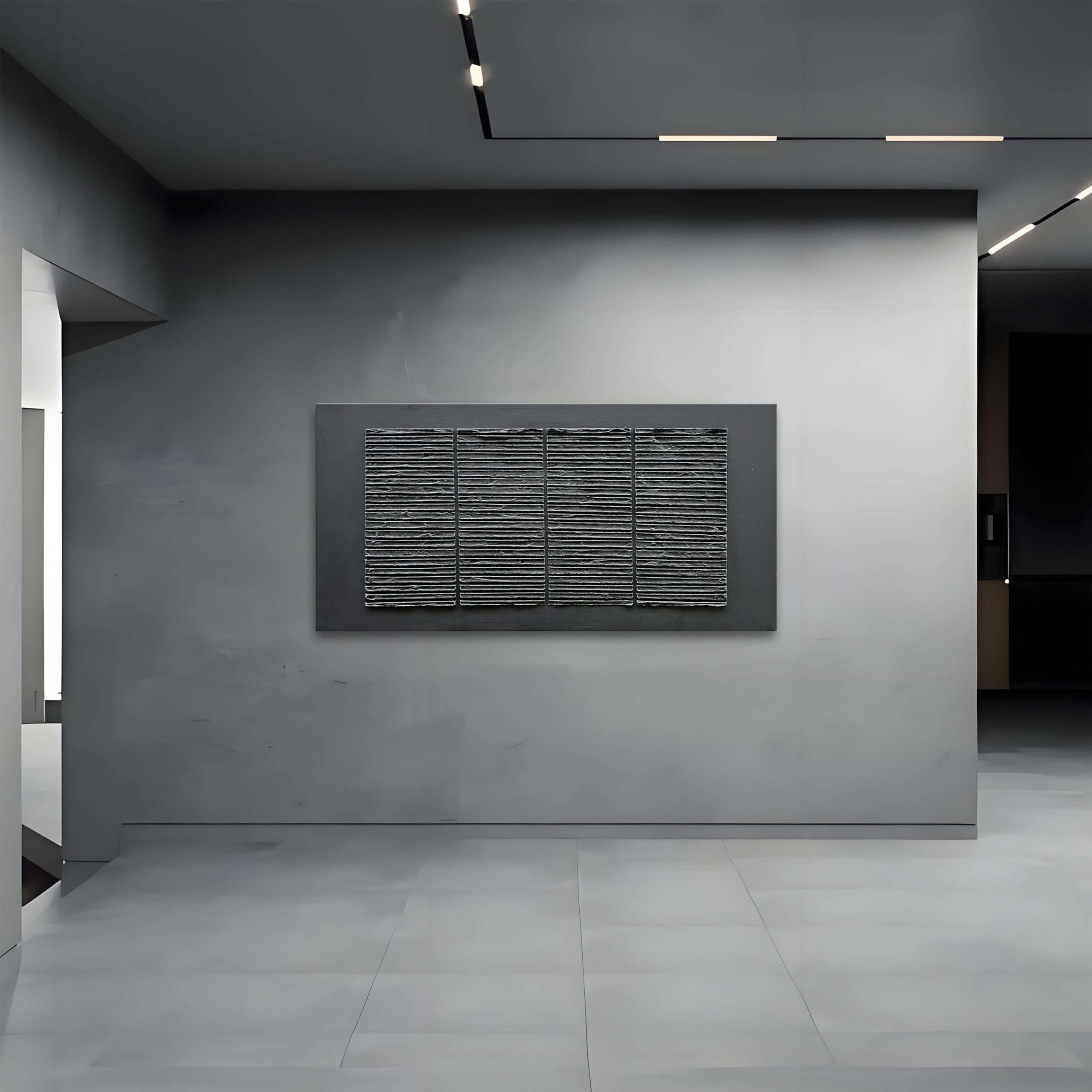 Epicler art Hand-Painted Black Abstract Wall Decorative Oil Painting Thick Texture Minimalist Art Large Home Wall Decorative Painting 30x60 inches 5