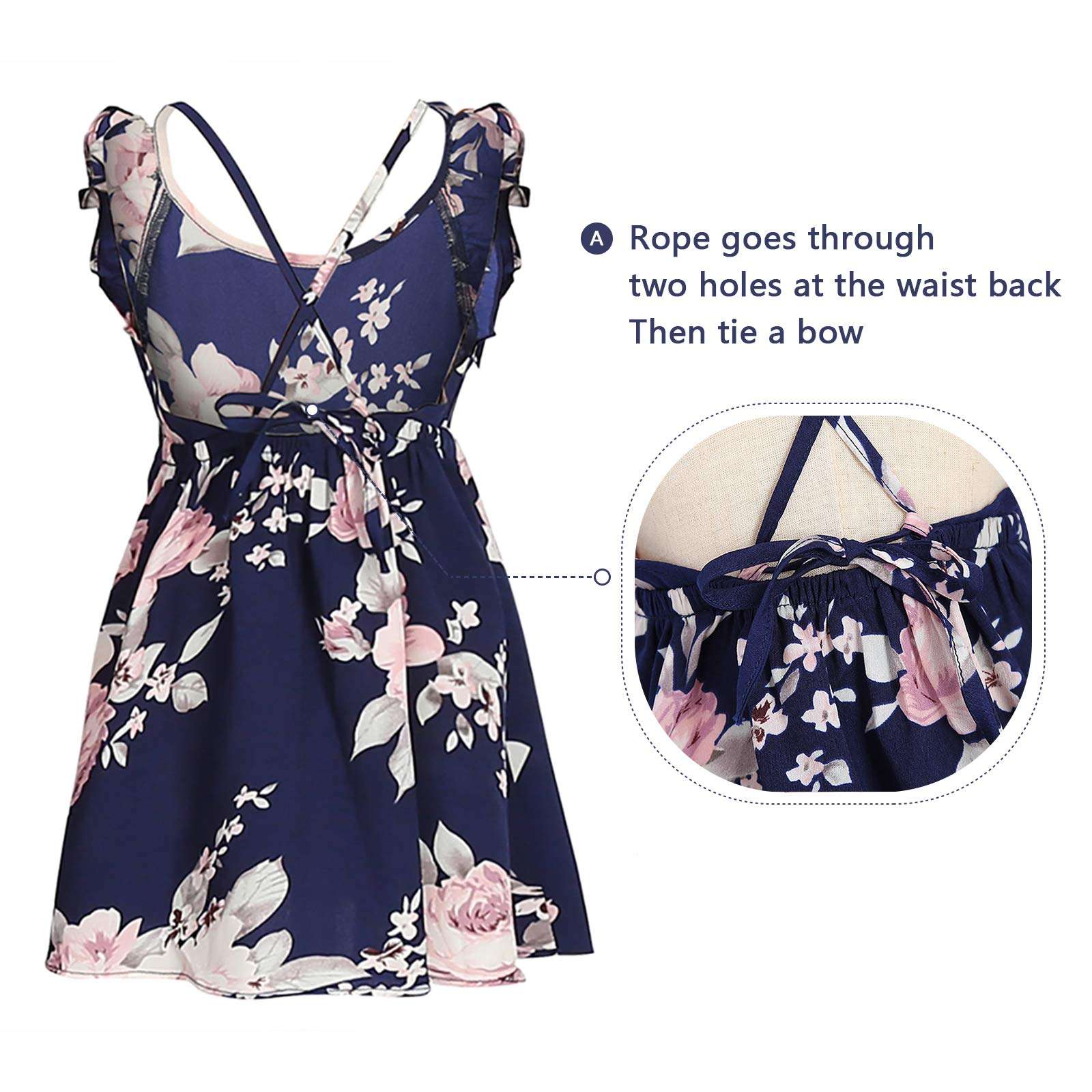 PopReal Mommy and Me Dresses Floral Printed Sleeveless Infant Baby Girl Tulle Dress Romper Green 5