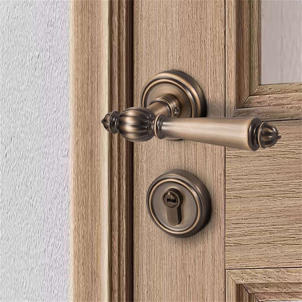 NFGLLWQ Interior Split American Set Bedroom Magnetic Mute American French Handle Wooden Door Lock 3