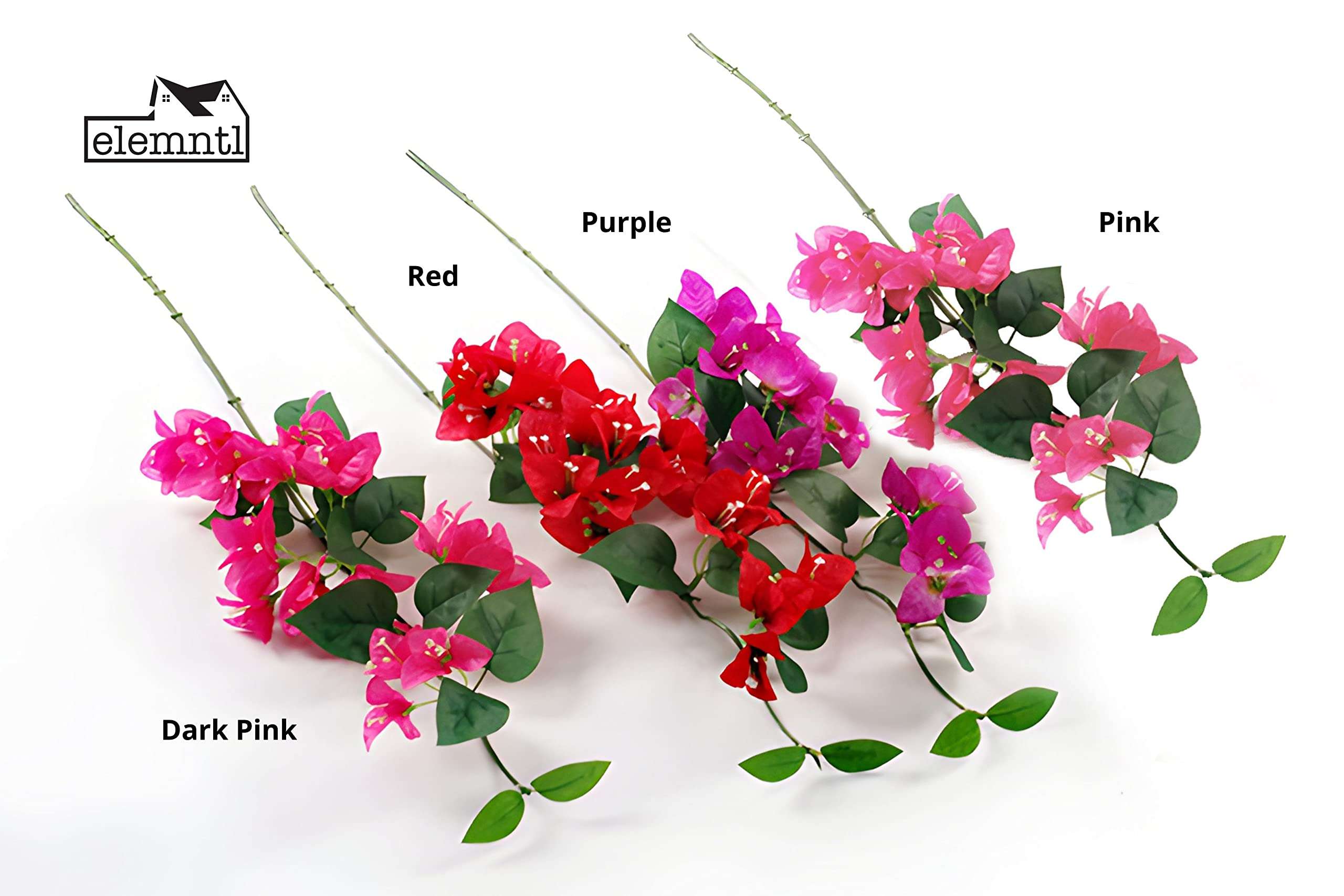 Elemntl Artificial Dark Pink Bougainvillea Flower Sticks (Set of 3) for Home Decoration (Height: 31 inches) | Flowers for Vases | Decoration Items for Living Room (Dark Pink, 3) 5