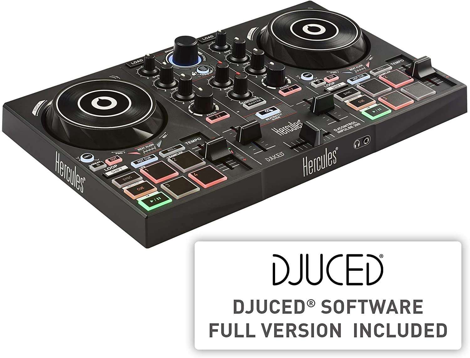 Hercules DJ Control Inpulse 200 DJ Controller with MH110 Studio Headphones 3