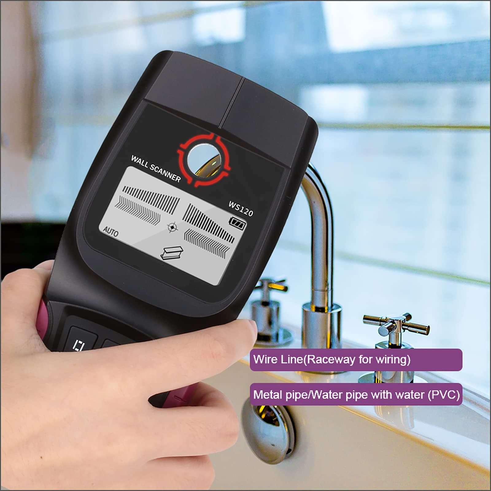 HKFGSHOP Wall Scanner, Multifunctional Metal Detector Wall Scanner, Live Wire Cable PVC Water Pipe Metal Finder, Suitable for Detecting Metal, Wood and AC Cables Hidden in The Wall 4