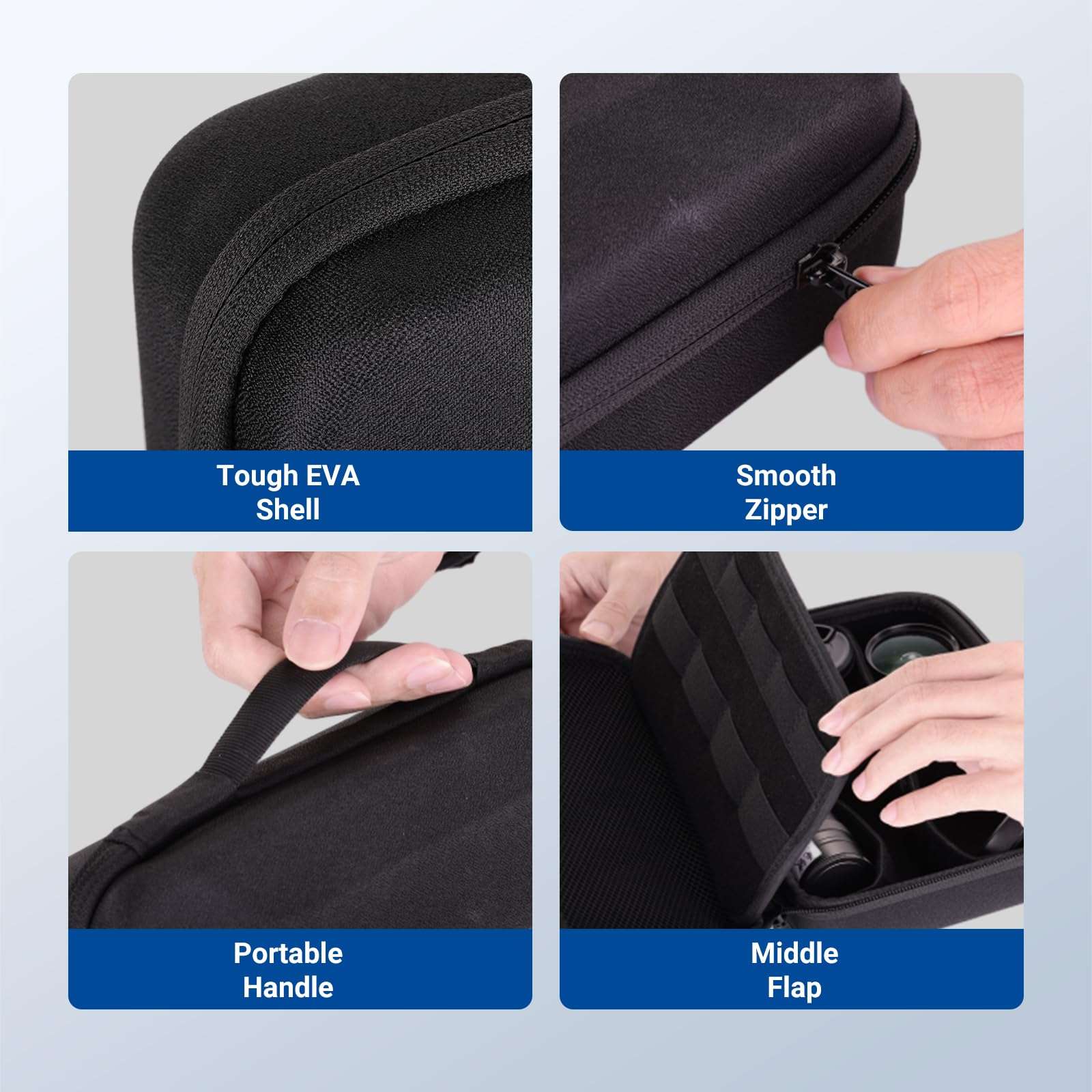 NEEWER Carrying Case for Action Camera & Accessories, Splashproof Protective Storage Bag with DIY Dividers & Mesh Pockets Compatible with GoPro DJI Osmo 360 Action 5 Pro Pocket 3 Lens, PB27 6