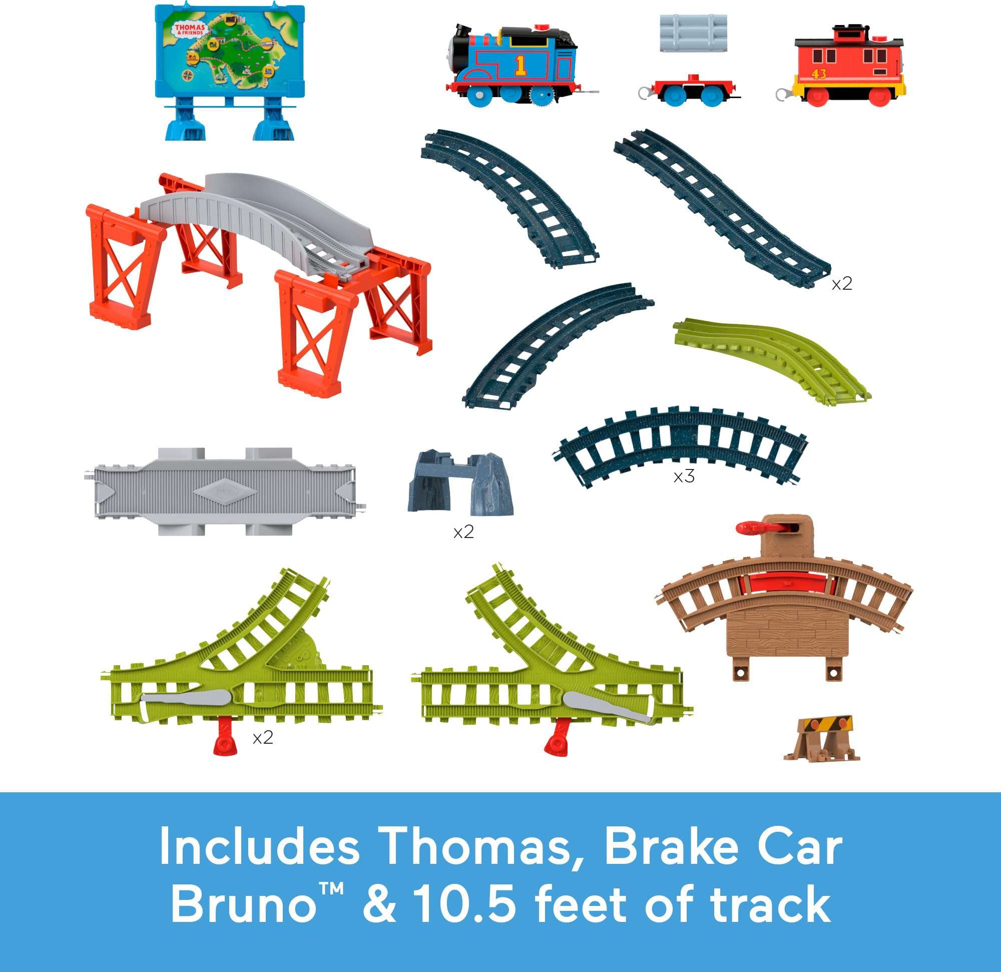 Thomas & Friends Toy Train Set Talking Thomas & Brake Car Bruno Track Playset with Phrases & Sounds for Preschool Kids Ages 3+ Years 6