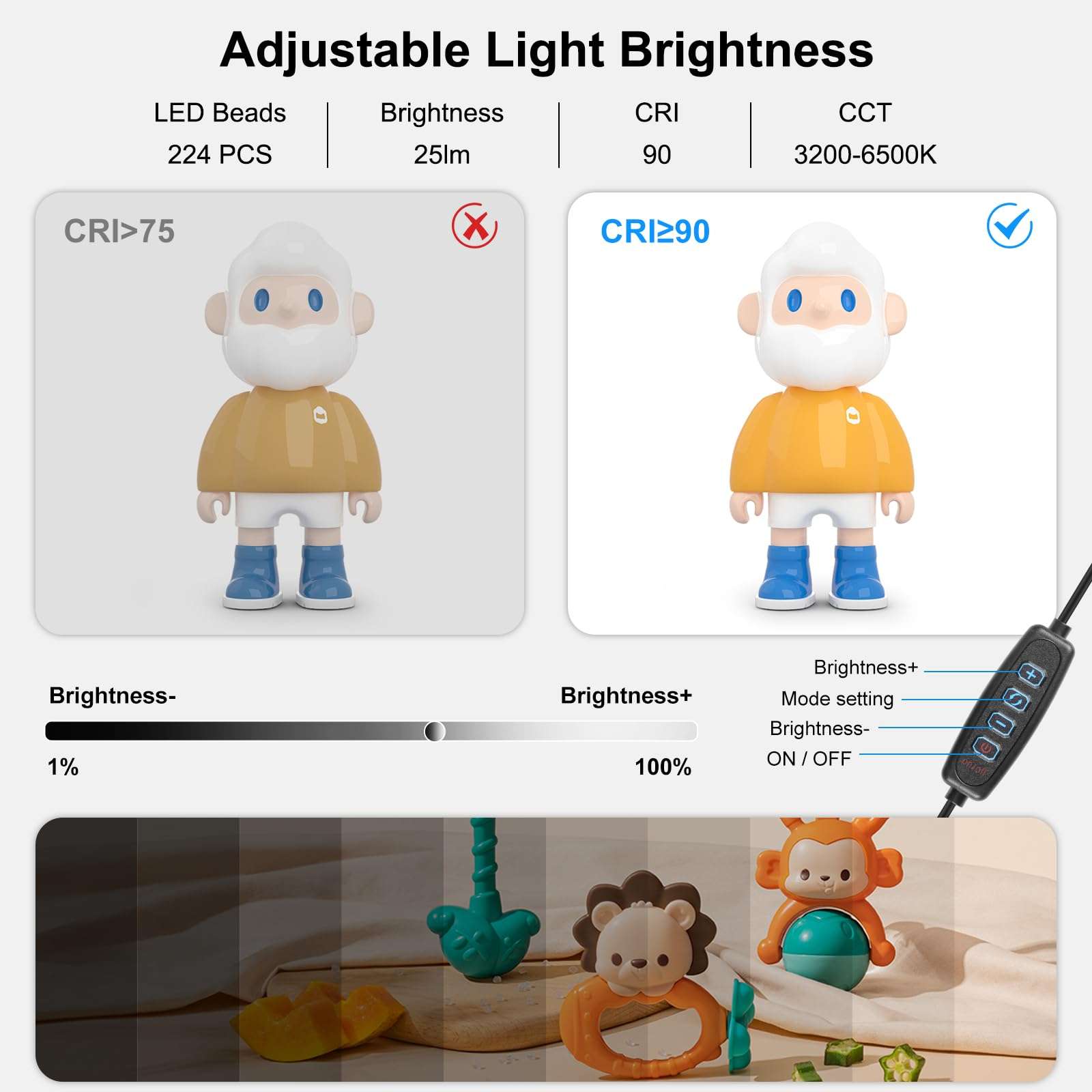 XKDAICH 16x16 Inch Portable Folding Photo Studio Shooting Tent Box with Dimmable Ring Light USB, 3 Color Temperatures & 6 Colors PVC Backdrops for Product Photography, YouTube Videos, Smartphone 4