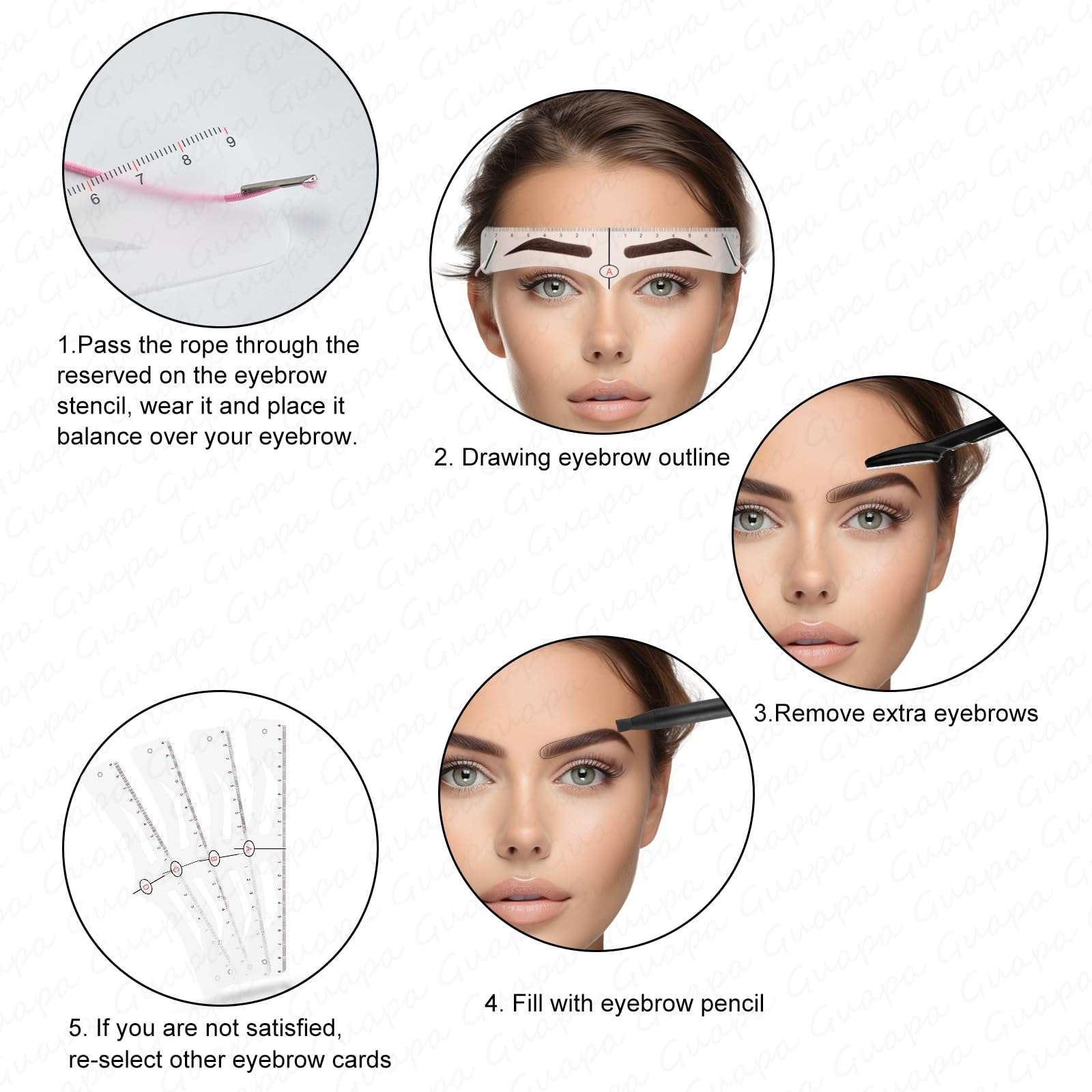 Guapa Eyebrow Shaper Ruler Kit for Beginners – Precision Brow Shaping Tool for Perfectly Aligned Eyebrows – Easy-to-Use DIY Grooming Kit (Eyebrow Template) 3