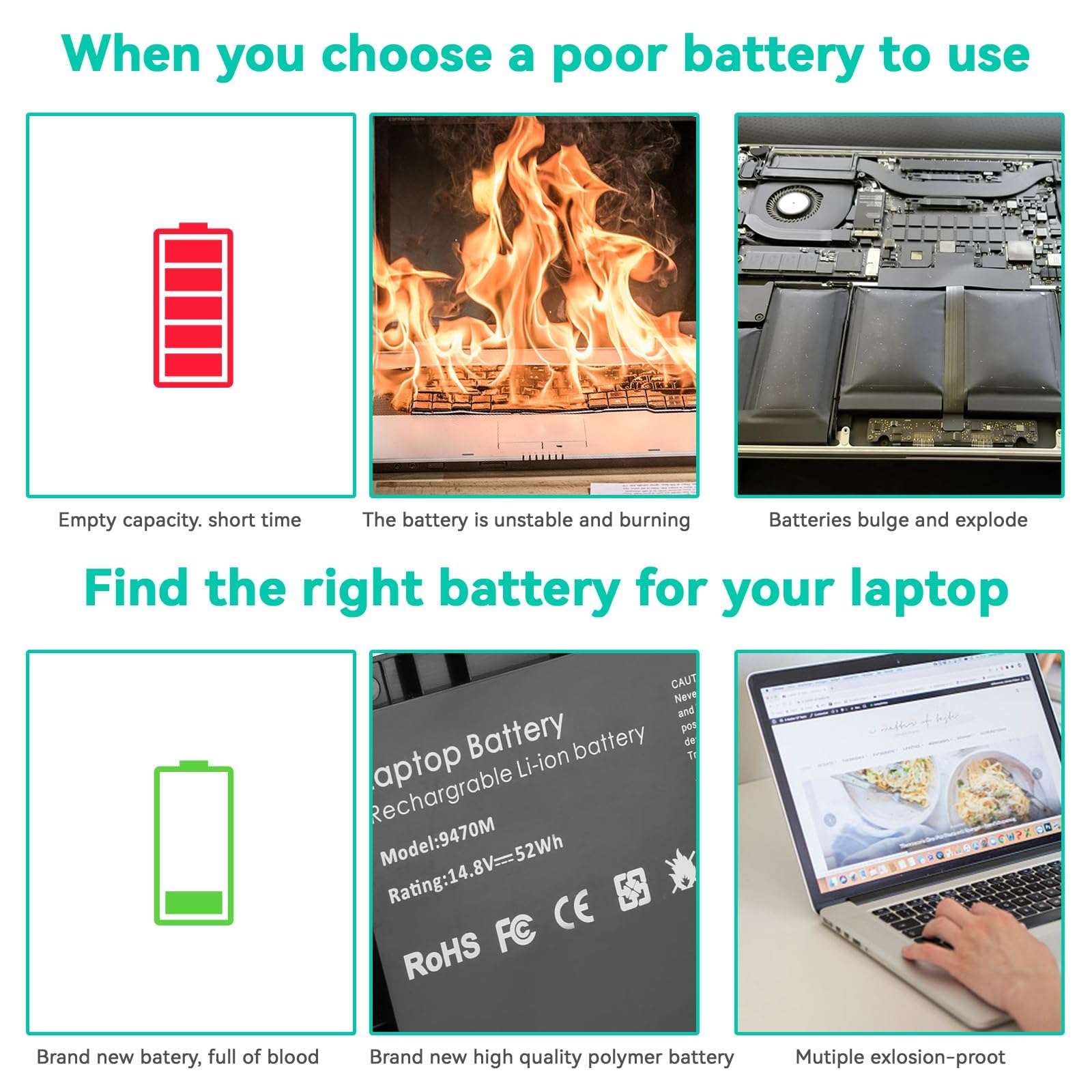 TREE.NB BT04XL Laptop Battery for HP EliteBook Folio 9470 9480 9470M 9480M Ultrabook Series H4Q47AA HSTNN-IB3Z HSTNN-I10C BT04 BA06 BA06XL MC04 687945-001 687517-171 5