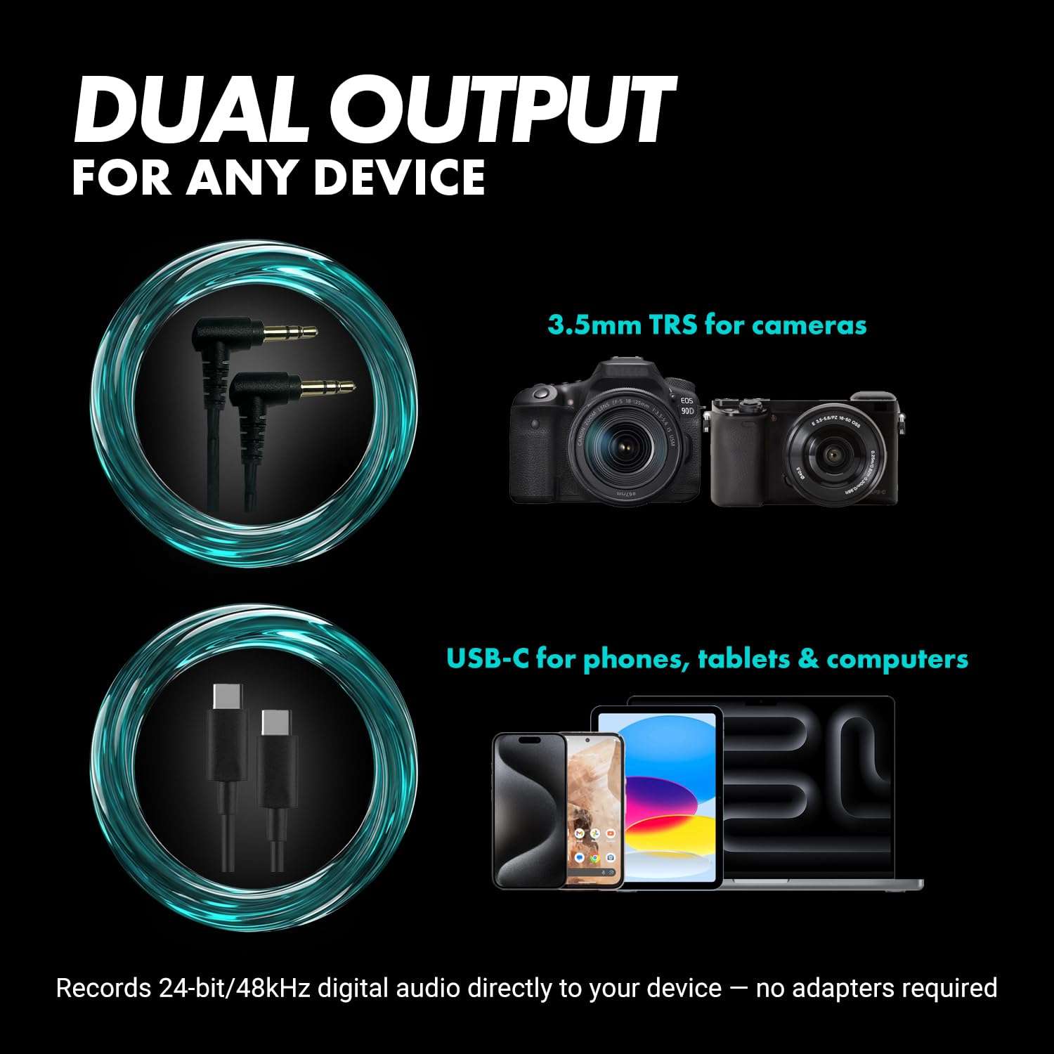 Movo VXR10-AI Shotgun Microphone with AI Noise Cancellation - Camera Microphone for DSLR, Smartphone & Computer - Supercardioid On-Camera Mic with 3.5mm & USB-C Cables 6