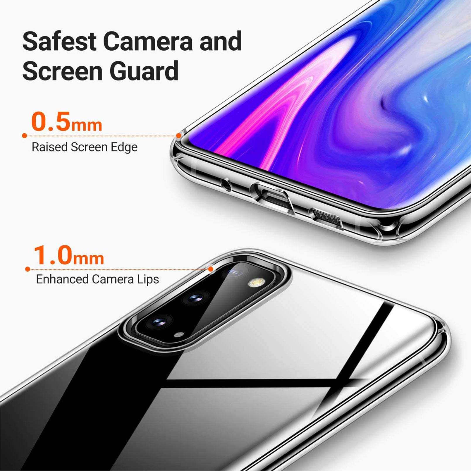 HHUAN Phone Case for Samsung Galaxy M62 (6.70 inch) with Tempered Glass Screen Protector, Clear Anti-Yellowing Soft Silicone TPU Back Shell, for Samsung Galaxy M62 Anti-Scratch Bumper Cover - Clear 5