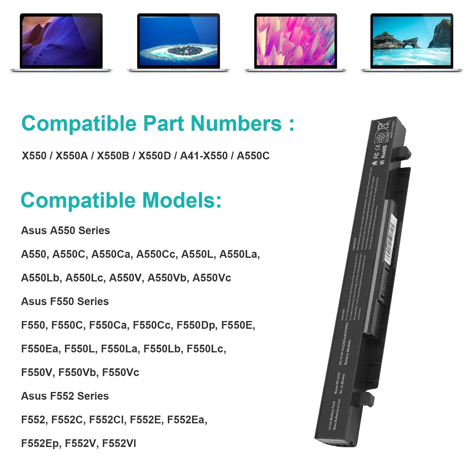 Fancy Buying Laptop Notebook Battery for X550 X550A X550B X550D A41-X550 A550C,A550 F550 F552 K450 K550 P450 P550 R409 R510 X452 X550 Series 6