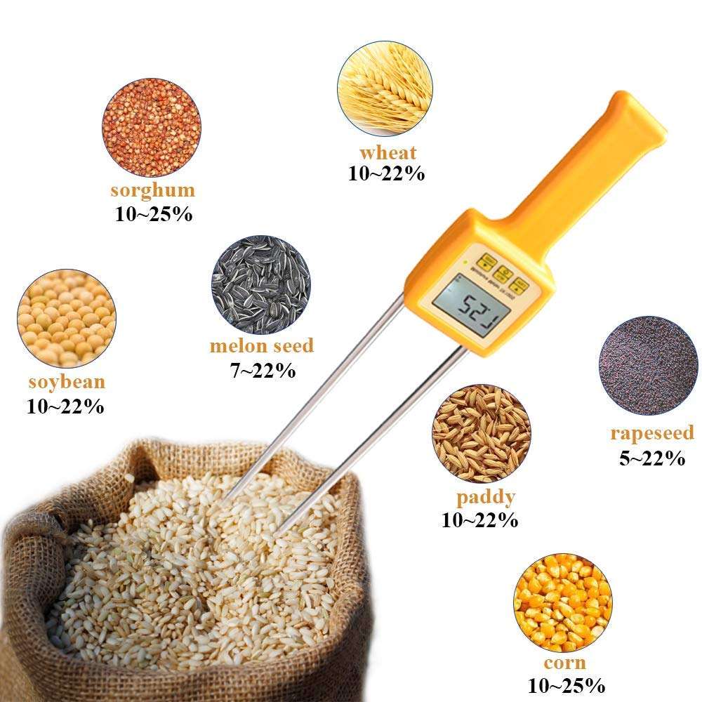 KANJJ-YU Water Quality Tester Grain Moisture Meter Corn Beans Rice Moisture Tester Analyzer 4-Digit LCD Digital Display Humidity:5-35% 2