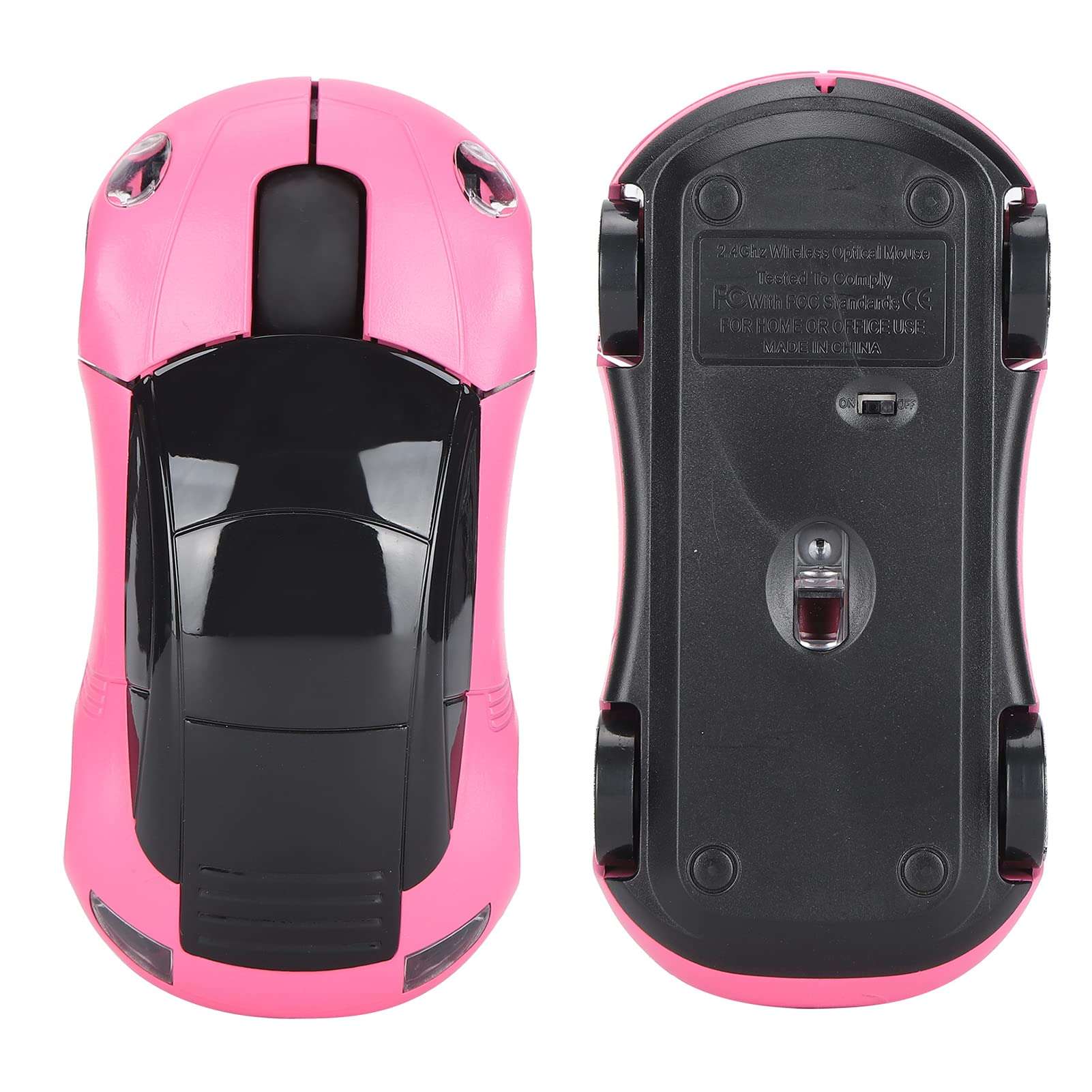 Laptop Mouse, Wireless Mouse Mini Car Shape Professional Optical Positioning with USB Receiver for Laptop for Computers for Office(Pink) 2