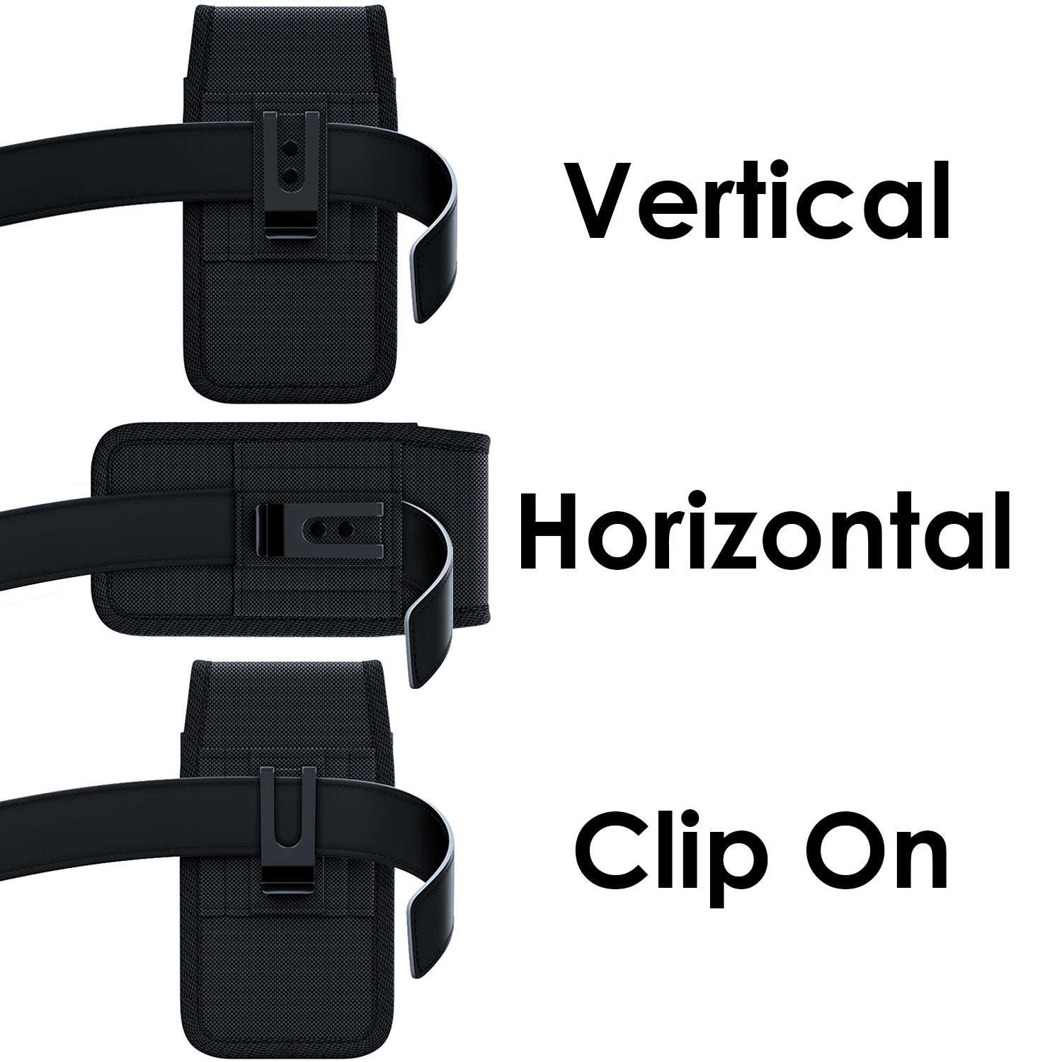 NUVAVO Holster for Samsung Galaxy S25 5G S24 S23 S22 S21 S20 S10 S9 S8 A01 A10e Case with Belt Clip, Cell Phone Belt Holder Pouch Cover for Men (Fits Phone with Case on) Black Nylon 3