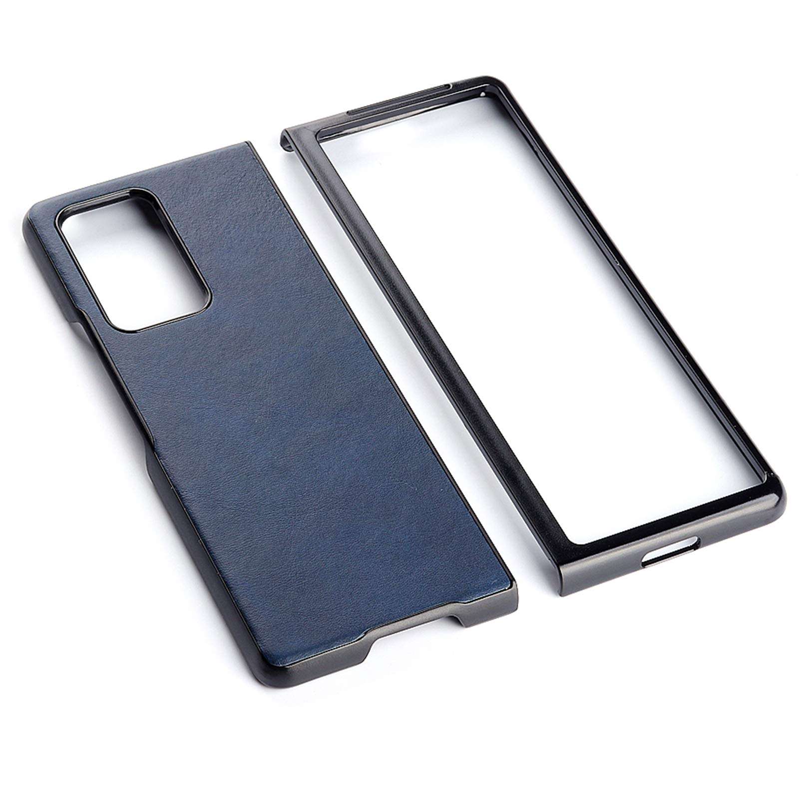 Compatible with Galaxy W21 Phone Case,Front + Back Cover Cases for Samsung Galaxy Z Fold 2 5G PU Hard Cover Protective Bag Pouch (Blue) 2