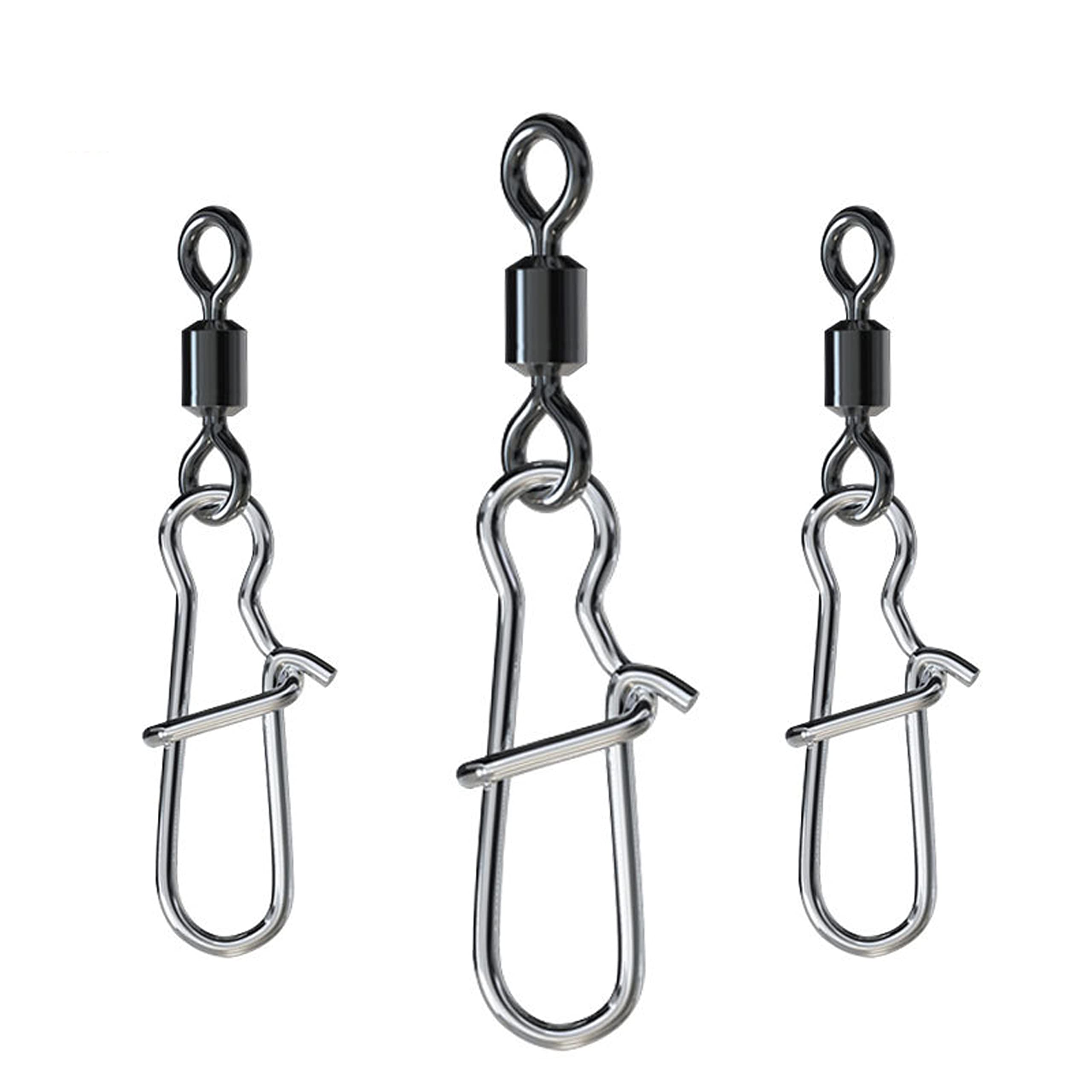 CRAZY SHARK 50 Pcs Fishing Barrel Swivel with Safety Snap Interlock Snaps, Stainless Steel Solid Fishing Swivel Snaps for Quick Connecter Fishing Rig Accessories 1