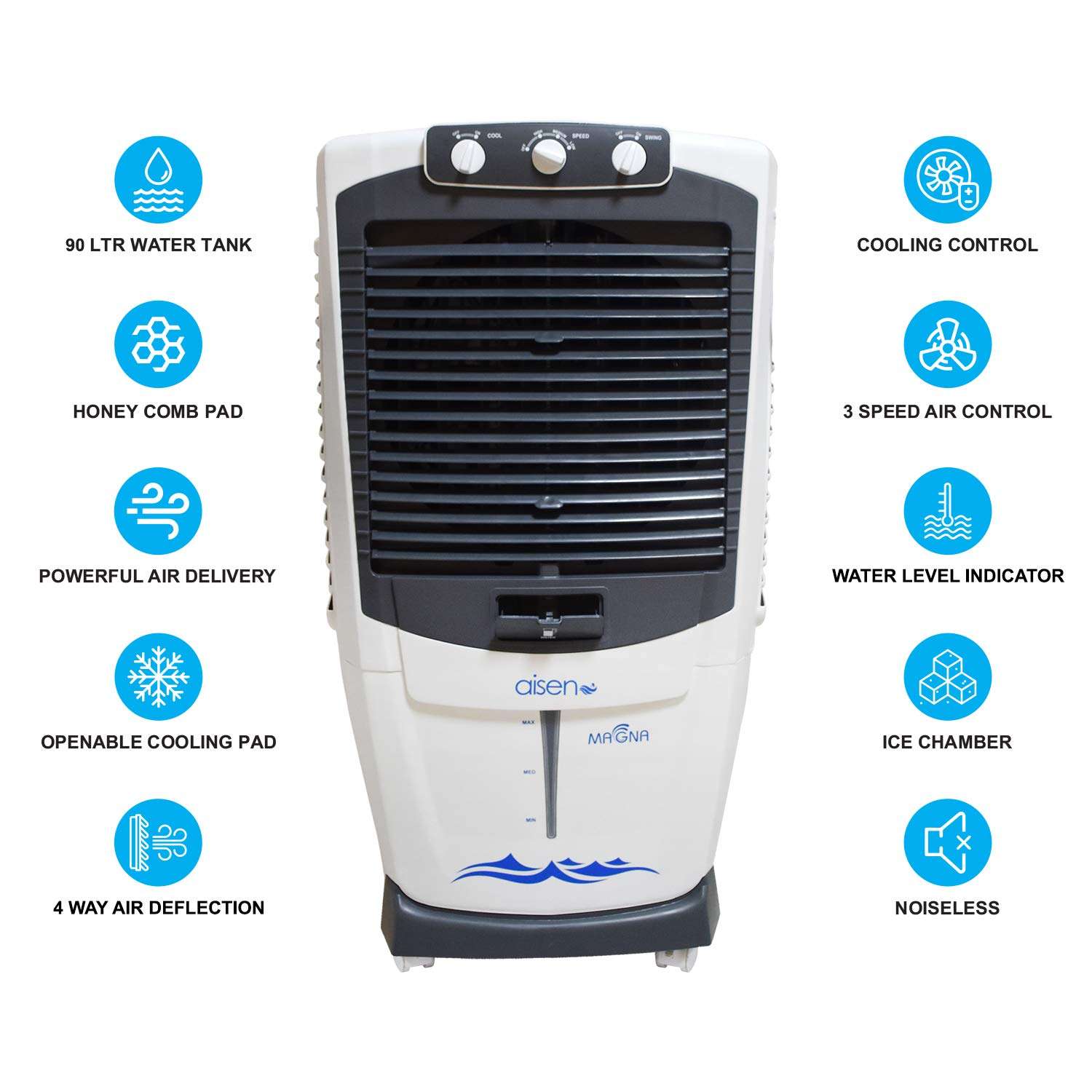 AISEN® MAGNA 90 Litre Desert Air Cooler for Room (White/Grey) 3