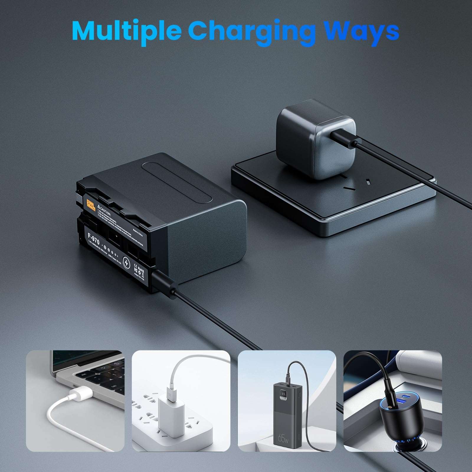 NP-F970 Battery，USB-C NP F970 Battery(2-Pack/8400mAh) Compatible with Sony NP-F970 F960 F950 F770 F750 F570 F550, Fit for Dazzne D50/D80 Video Light 5