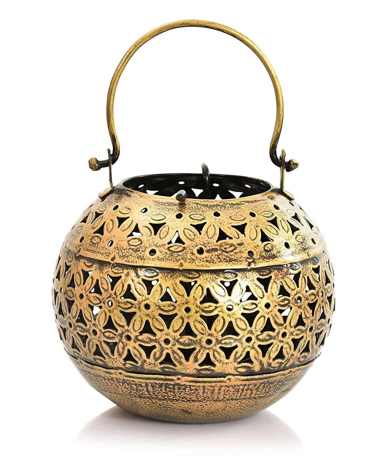 RSN 6 Inch Diya Deepak Lamp Lantern Candle Holder Wrought Iron Vintage Handi for Home Office Diwali Pooja Decoration | TeaLight Candle Stand | Living Room, Bedroom Mandir/Temple Decor 2