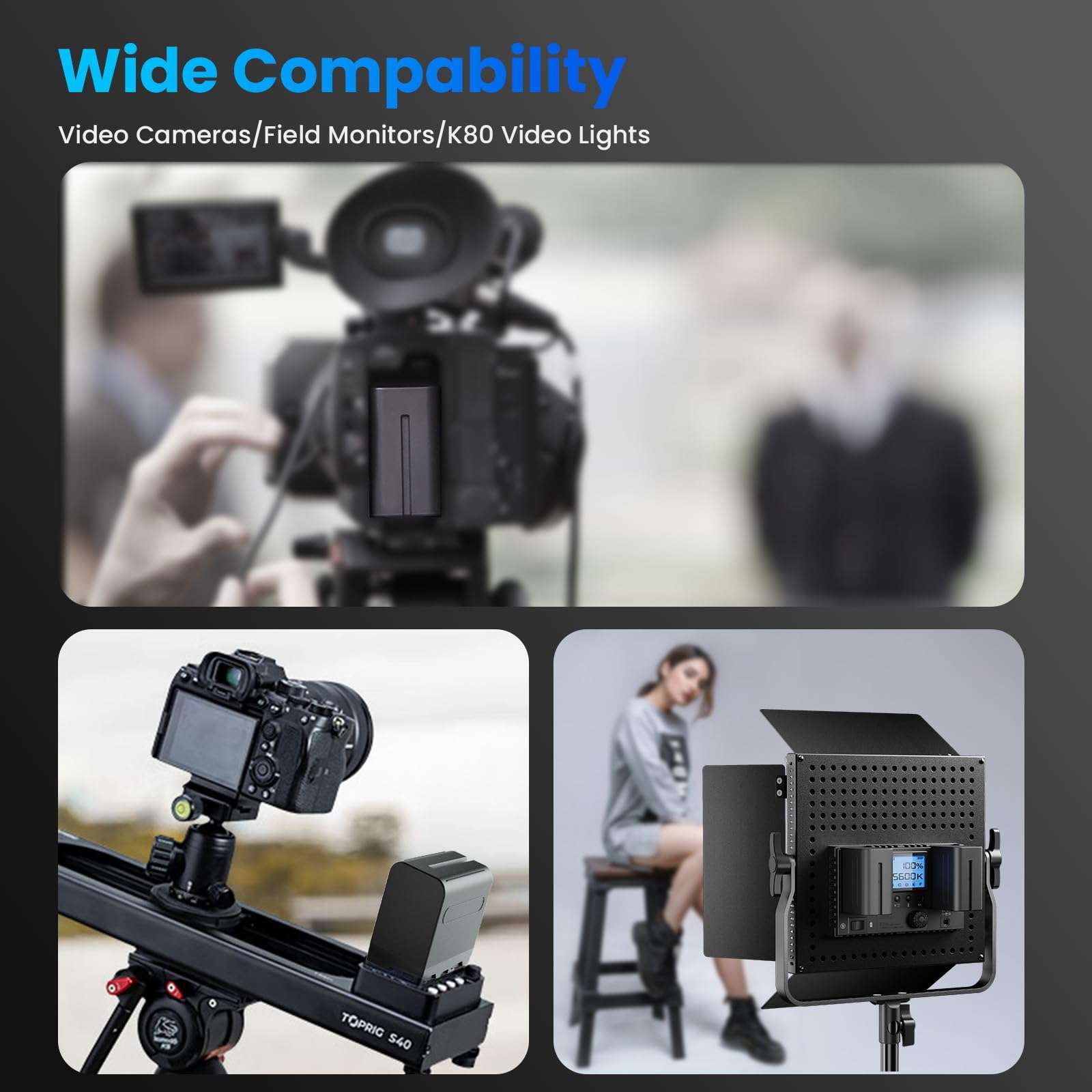 NP-F970 Battery，USB-C NP F970 Battery(2-Pack/8400mAh) Compatible with Sony NP-F970 F960 F950 F770 F750 F570 F550, Fit for Dazzne D50/D80 Video Light 6