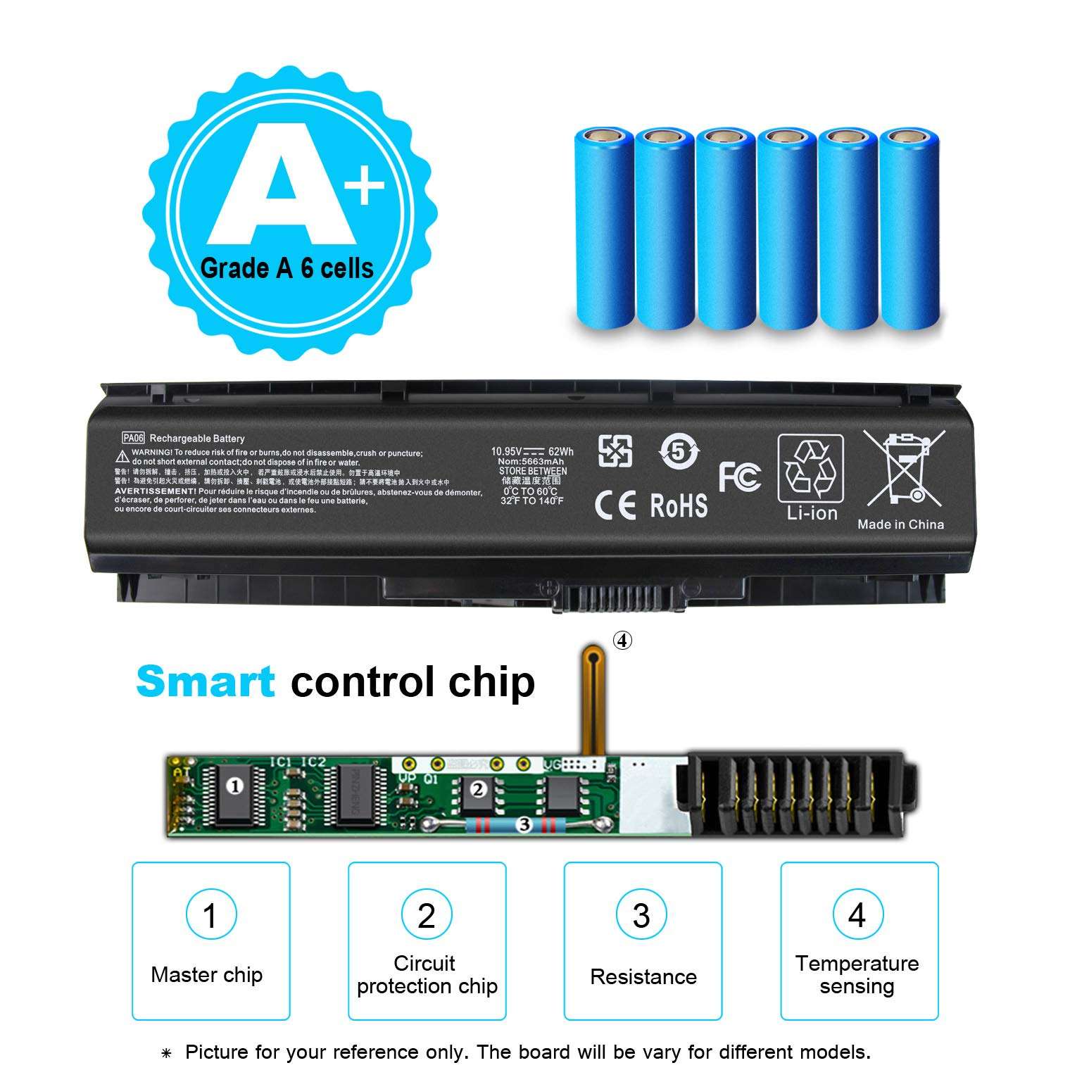 PA06 849911-850 Laptop Battery for HP Omen 17 17-w 17-ab200 17t-ab00 Series 17-w053dx 17-w253dx 17-w033dx 17-ab011nl 17-w000 17-w200 849571-221 849571-241 849571-251 PA06062 HSTNN-DB7K TPN-Q174 HQ-TRE 4