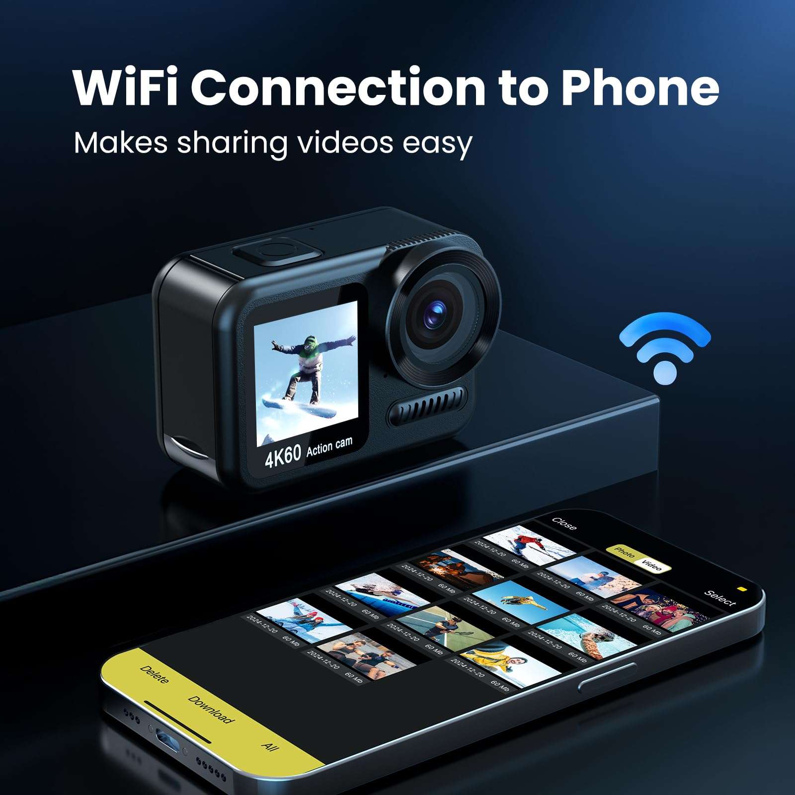 Upgrade 4K60FPS WiFi Action Camera 64MP Waterproof Camera with Touch Rear Screen, 8X Zoom Underwater Camera Snorkeling 65FT No Need a Waterproof Case with 64GB Card, Ideal for Travel Sports Vlog 6