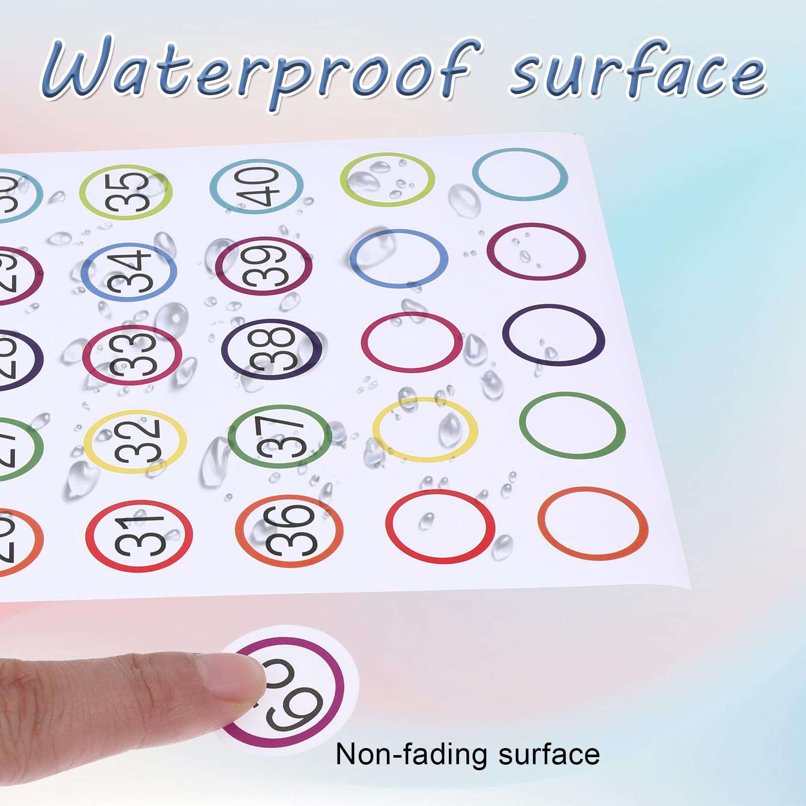 Ptwola 1000 Pcs Number Stickers 1-40 20 Sheets Dot Consecutive Number Labels Removable Self-Adhesive Colored Numbered Decals Without Residue for Office Classroom Indoor Storage Boxes Desks Chairs 6