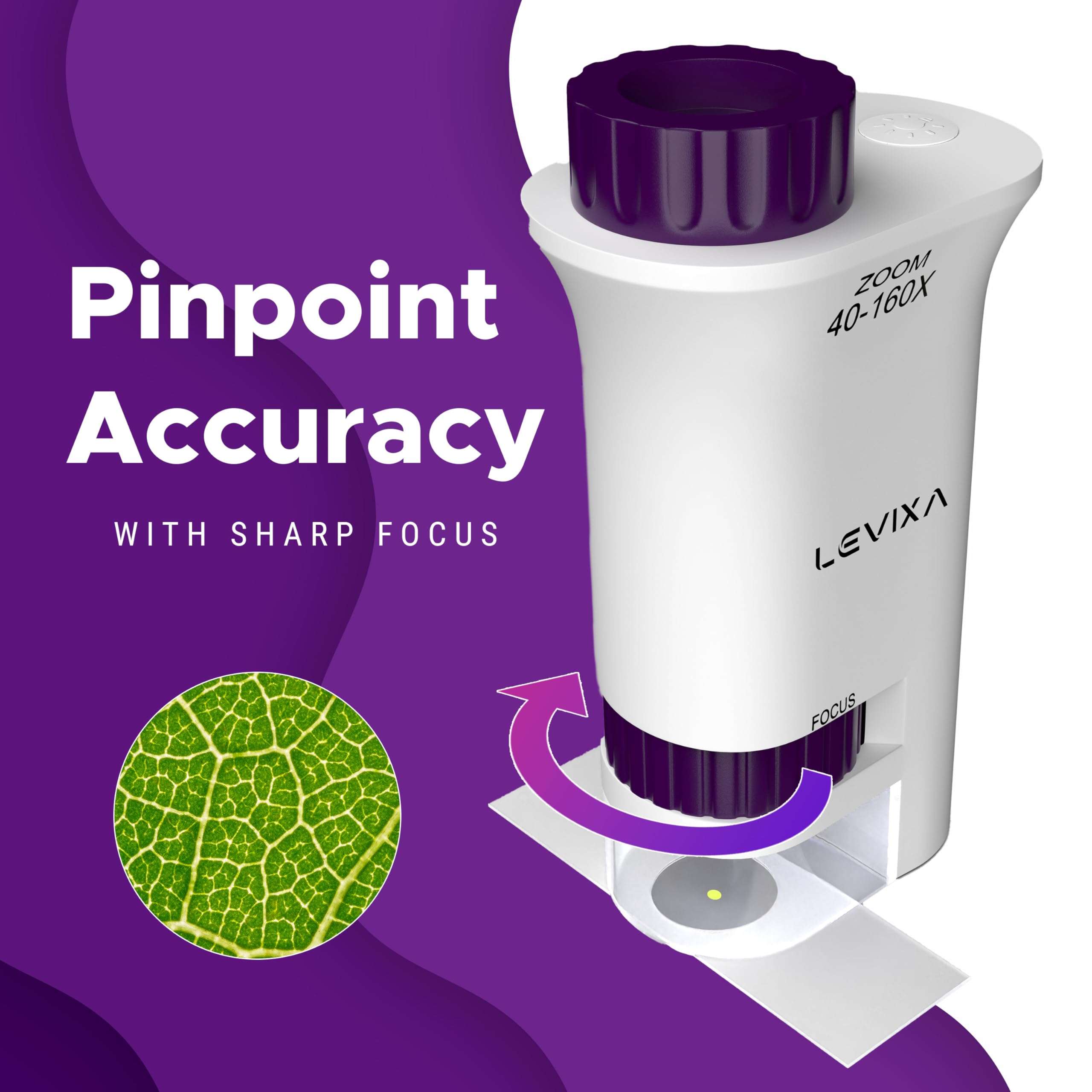 Levixa Pocket Microscope – 40x-160x Mini LED Handheld Lab Microscope with 3 Prepared Slides – Portable Tool for Learning, Education and Science Exploration 6