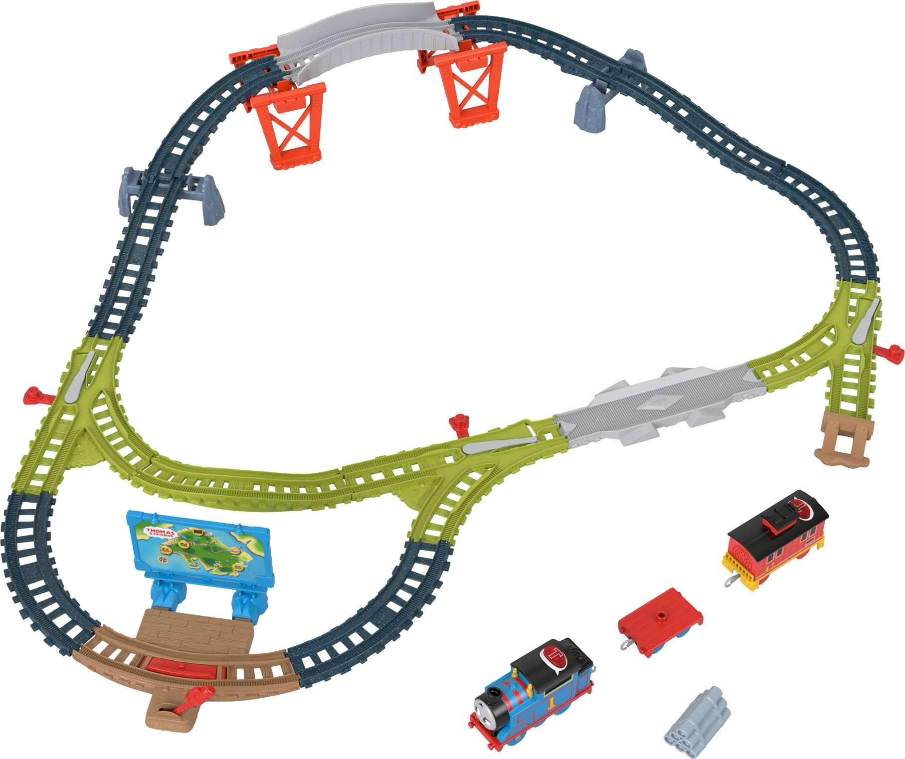 Thomas & Friends Toy Train Set Talking Thomas & Brake Car Bruno Track Playset with Phrases & Sounds for Preschool Kids Ages 3+ Years 1