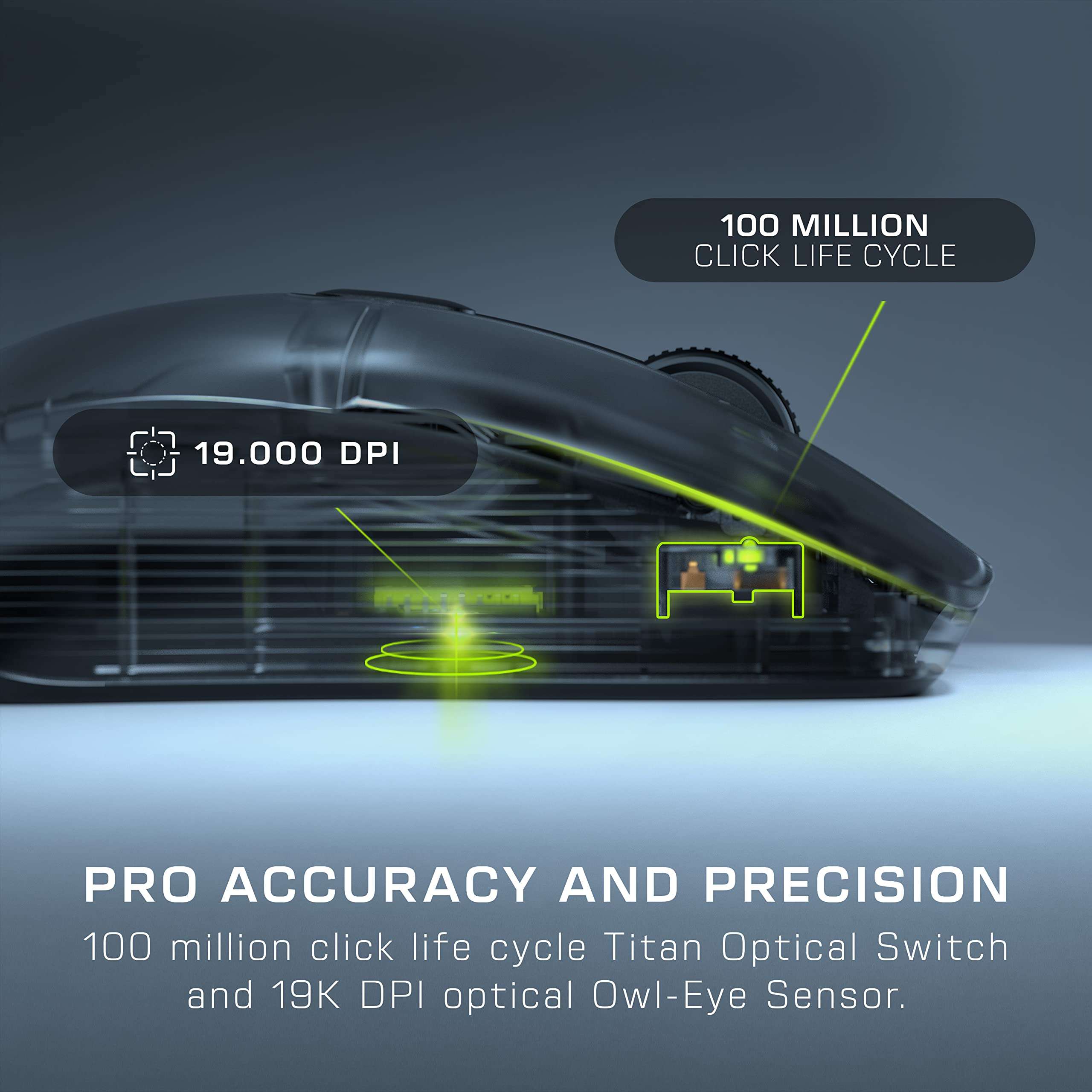 ROCCAT Kone XP Air – Wireless Customizable Ergonomic RGB Gaming Mouse, 19K DPI Optical Sensor, 100-hour Battery & Charging Dock, 29 Programmable Inputs & AIMO RGB Lighting, 4D Wheel – White 6