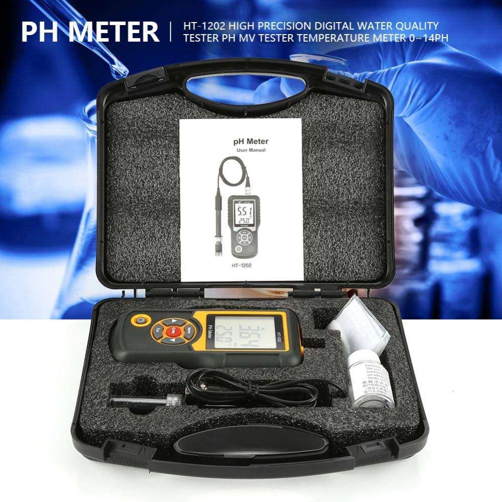 JF-XUAN Water Quality Tester Water Quality Tester, HT-1202 High Precision Digital Water Quality Tester PH mV Tester Temperature Meter 0~14PH 4