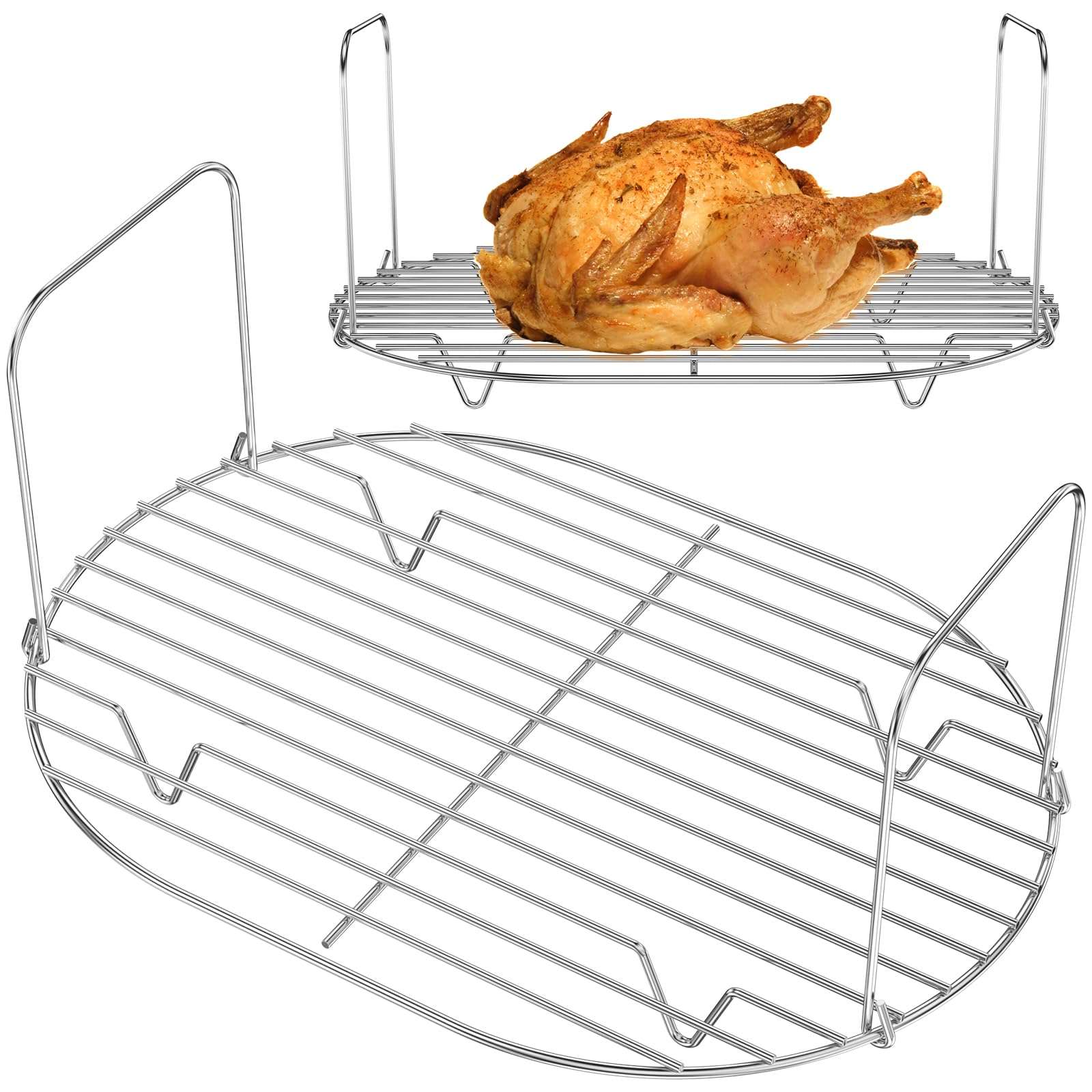 Abizarch 2Pcs Steam and Roast Rack for 8.5Qt Slow Cooker,Slow Cooker Rack with Handle, 304 Stainless Steel Roasting Steaming Rack Slow Cooker Pot Rack for MC1000, MC1001, MC1010 Series 3