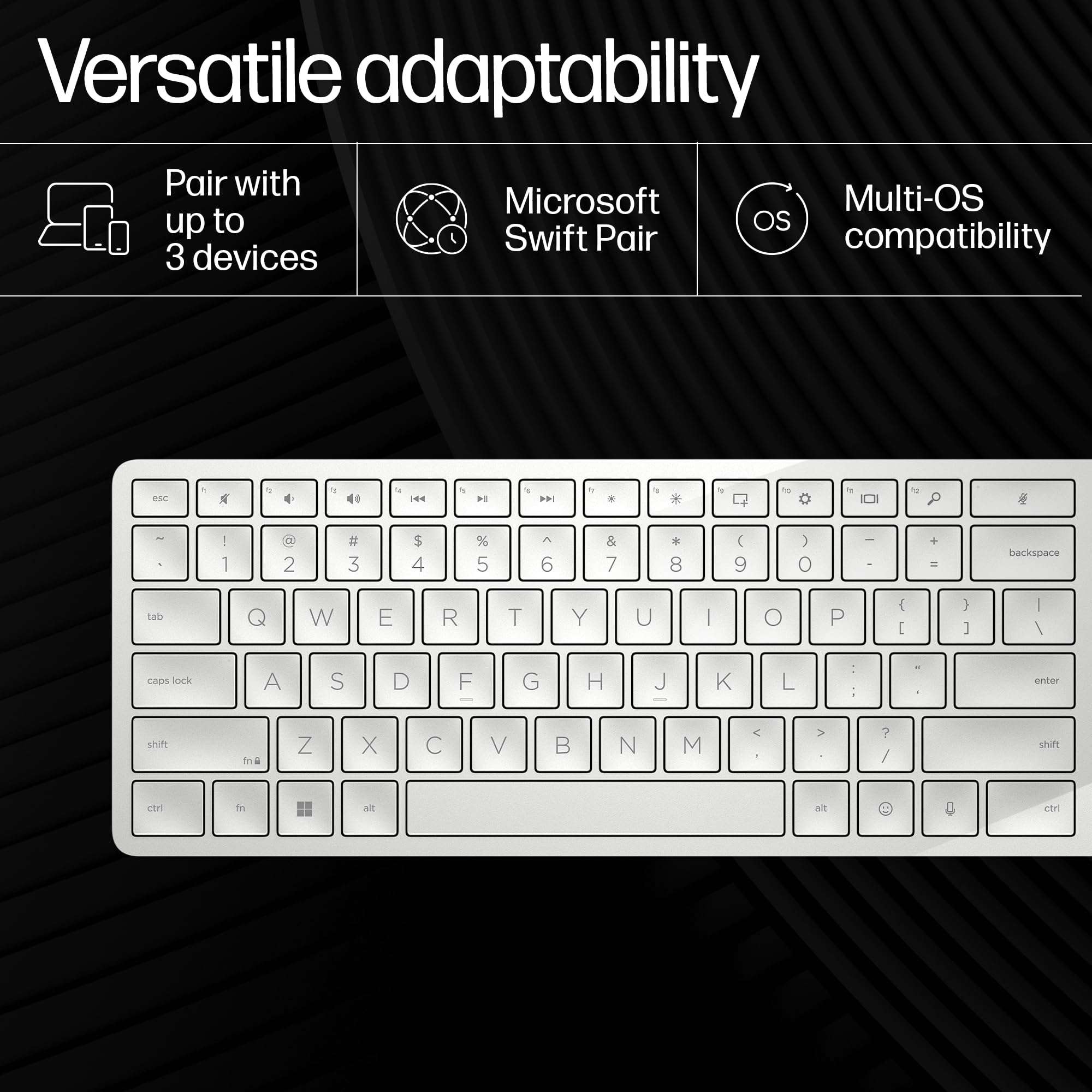 HP 970 Creator Keyboard, Wireless and Multi-Device with 20 programmable Shortcut Keys, Backlit with sensors, up to 6 Month Battery, AES encrypted, 3Y Warranty, 0.67 kg, Silver 4