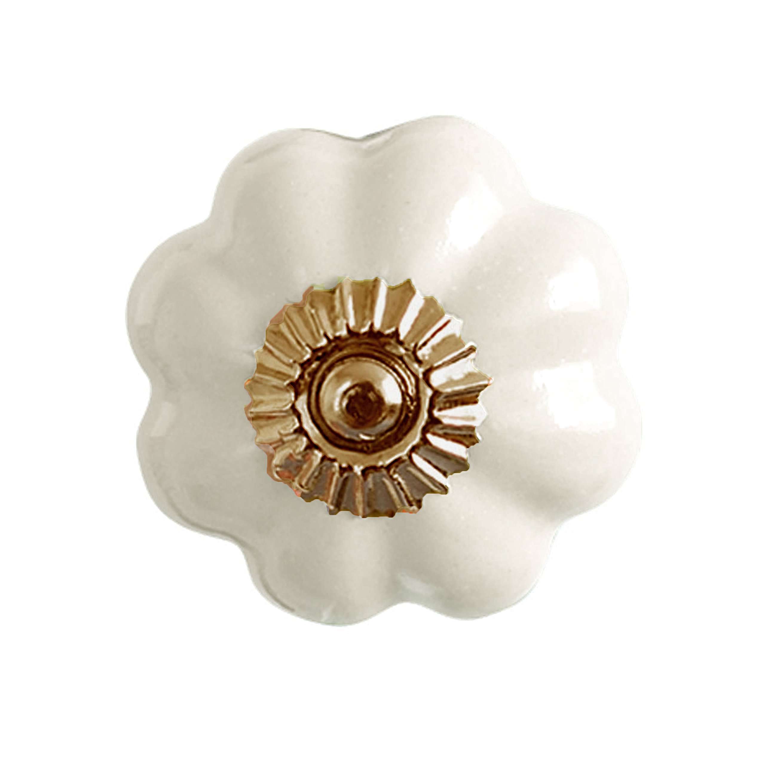 Bombay Duck SBK200CX Plain Ceramic Flower Door Knob - Cream (6 Units)
