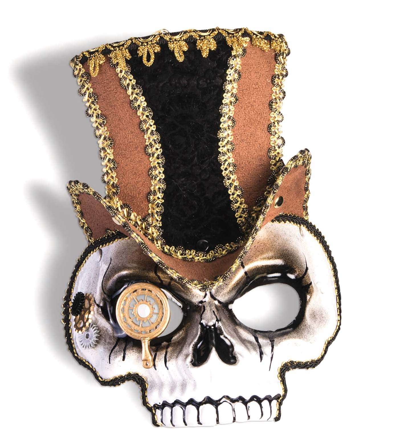 Forum Novelties Men's Sir Steampunk Costume Half Mask with Hat, Brown/Gold, One Size