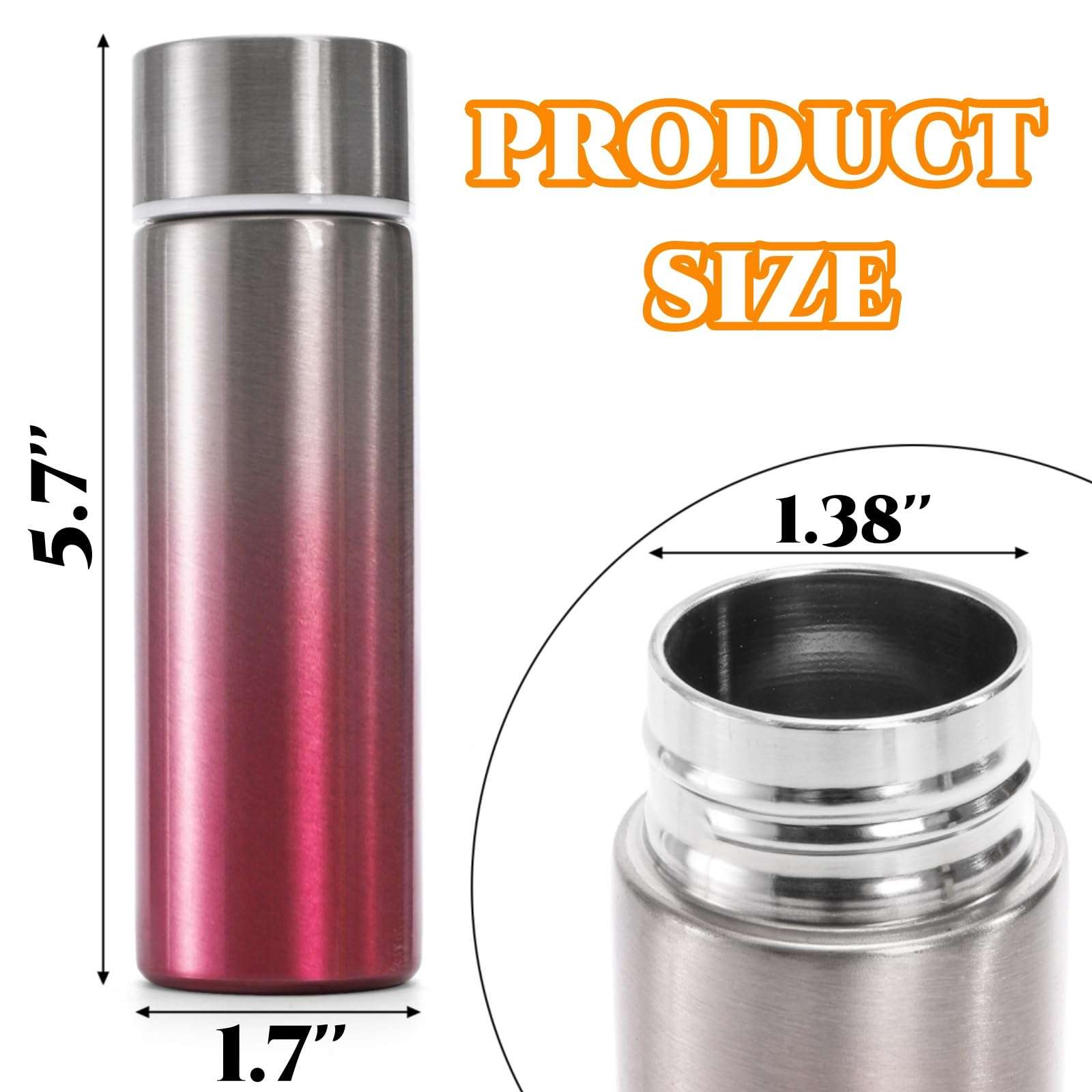 Acshio 3 Pack Mini Stainless Steel Water Bottle, 5 Oz Stainless Steel Metal Bottle, Portable Purse Water Bottles Pocket Slim Flask for Travel, Sports, Camping 4