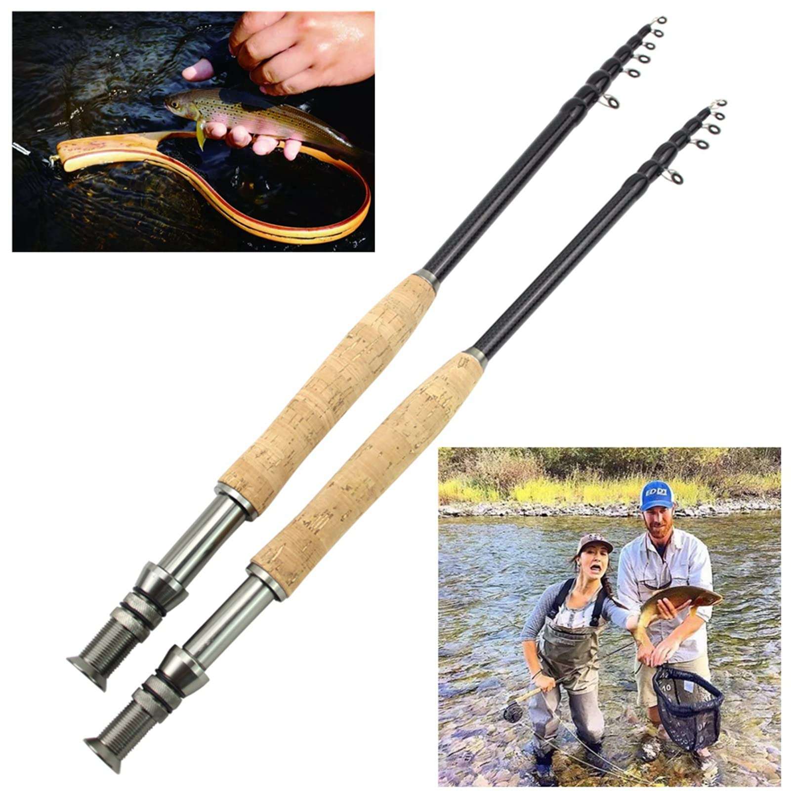 KANGL European and American Popular Portable Shrinkage Fly Carbon Carbon Wooden Handle Fishing Rod Road subrupted Dog Fish (Size : 3.0) 5