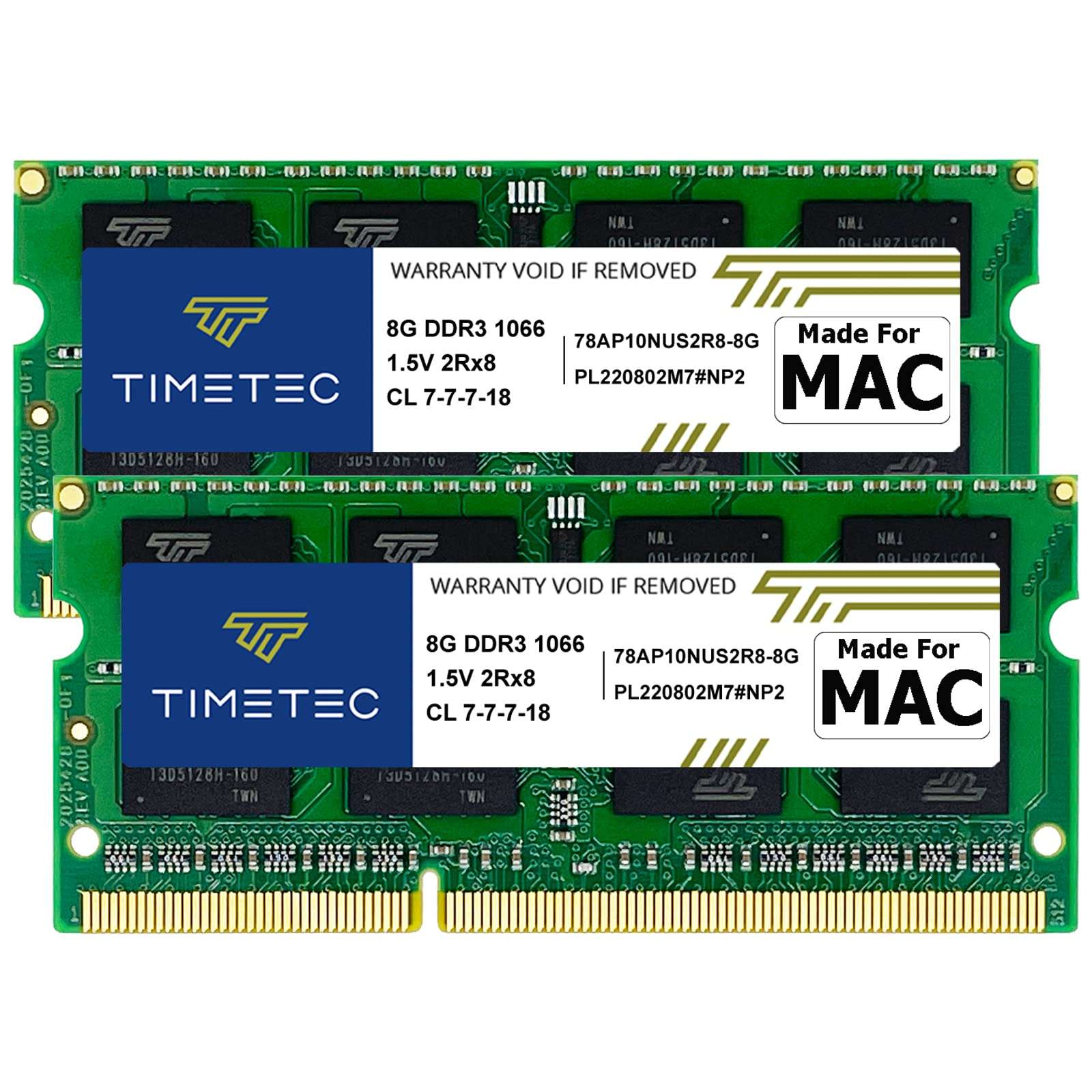 Timetec 16GB KIT(2x8GB) Compatible for Apple DDR3 1067MHz / 1066MHz PC3-8500 RAM for Mac Book (Mid 2010 13-inch), Mac Book Pro (Mid 2010 13-inch), iMac (Late 2009 27-inch), Mac Mini (Mid 2010) MAC RAM 1