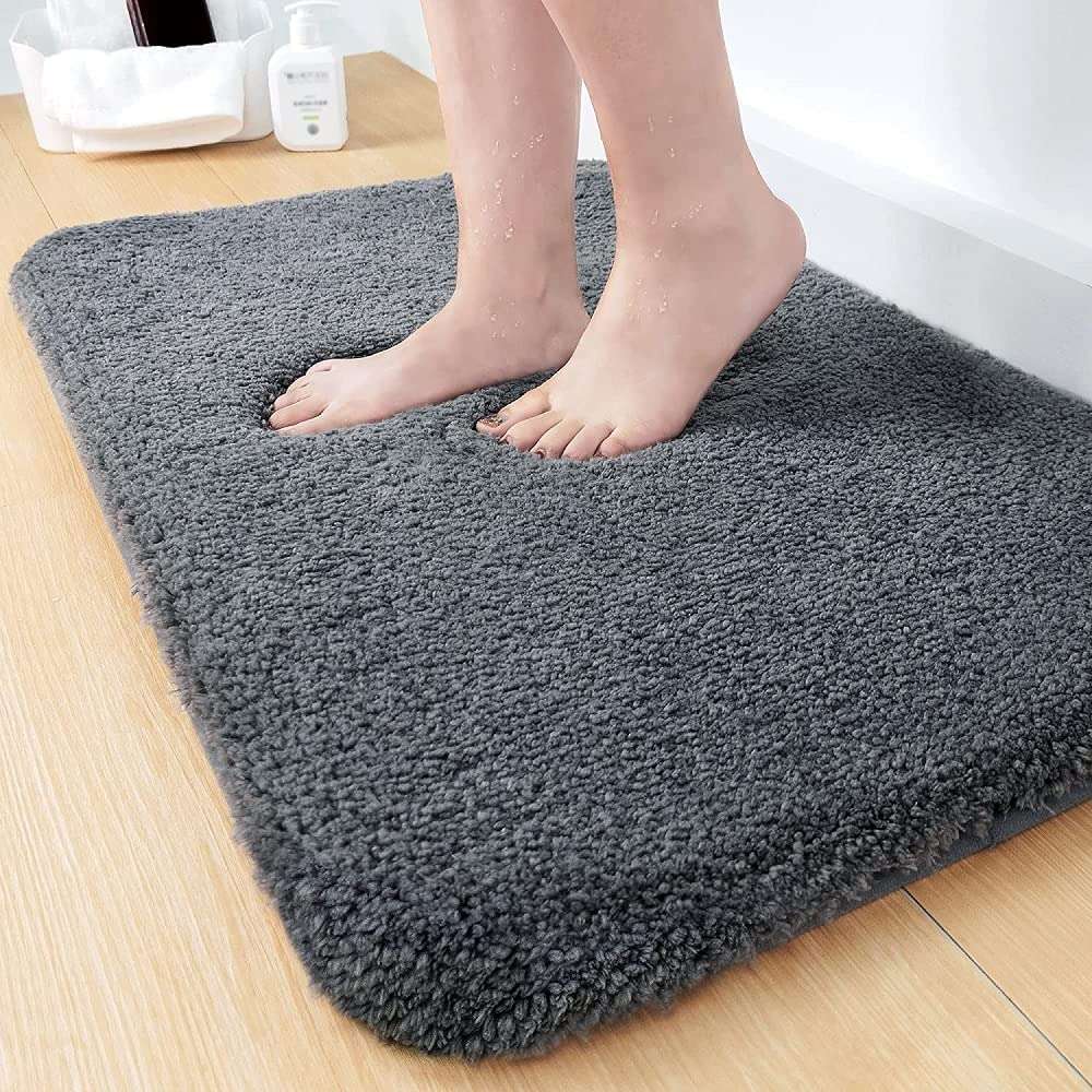 SIWAN | Soft Microfiber Door Mat for Bathroom Entrance/Home Hotel Balcony Floor Carpet (Grey, 60 x 40 cm) 1