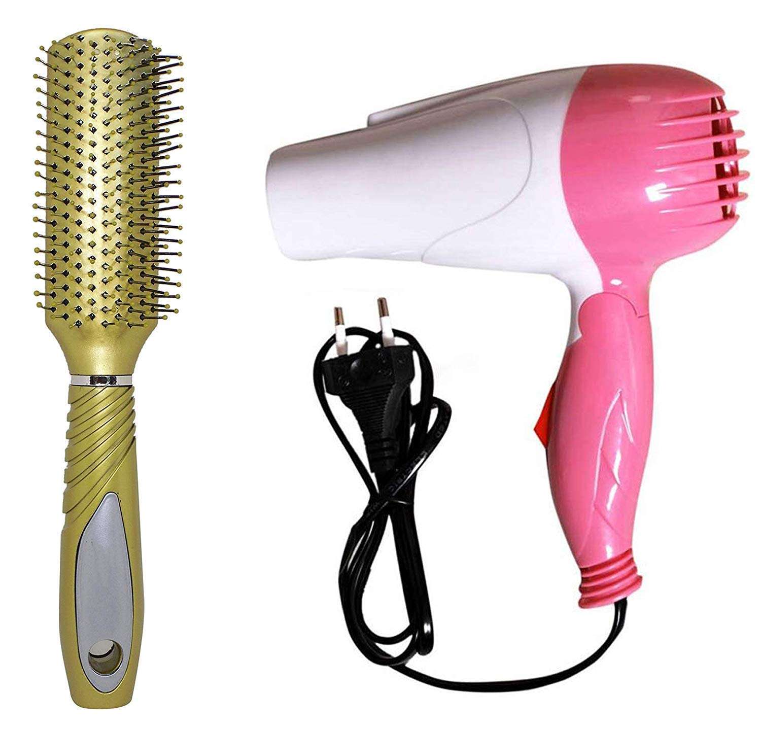 RAAYA Combo Of Hair Dryer With Flat Hair Brush, Green, 2 Pcs, Pack Of 1