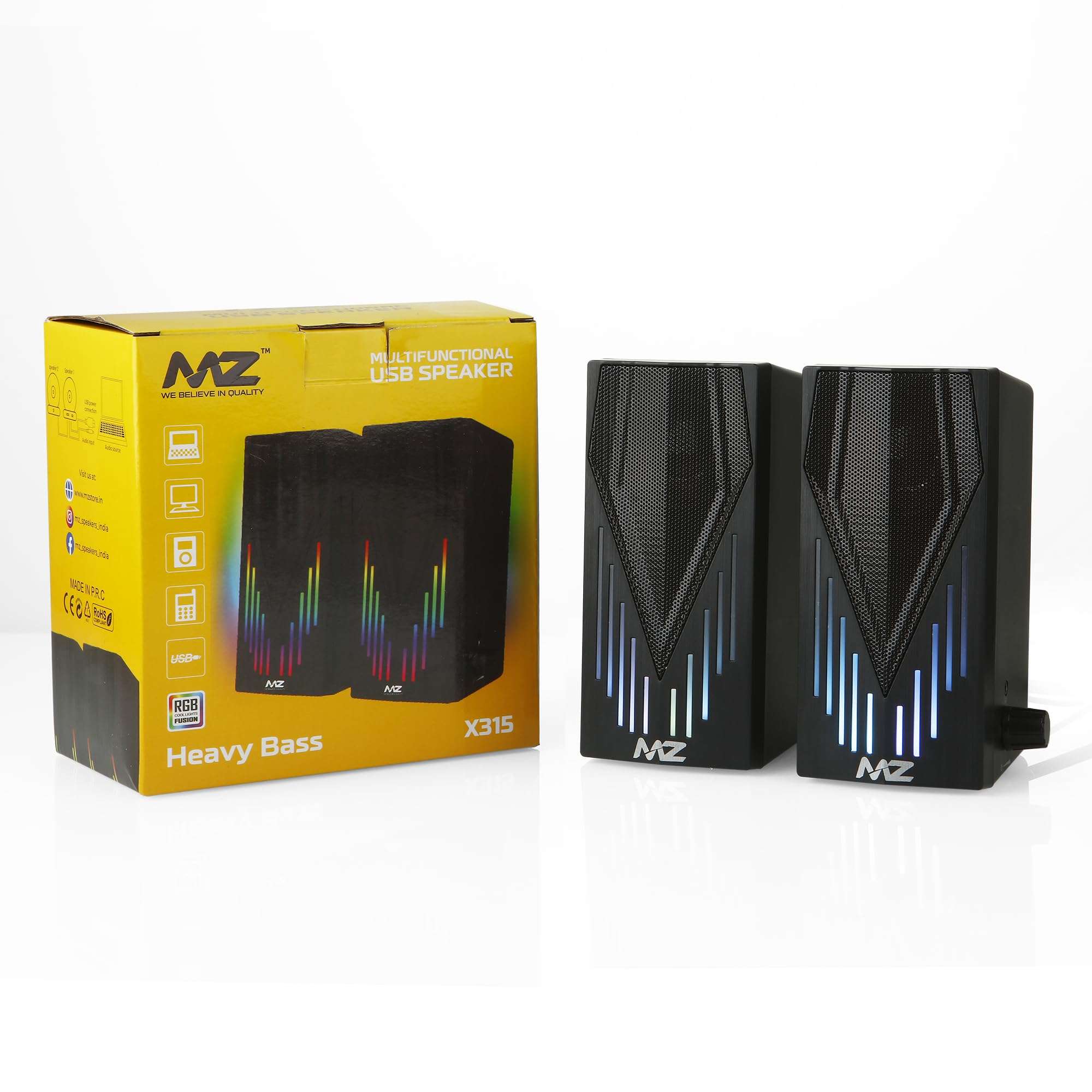 MZ X315 (Desktop Speaker) 2.0 Multifunctional Colorful Digital Speaker with RGB LED, 6W Power 3