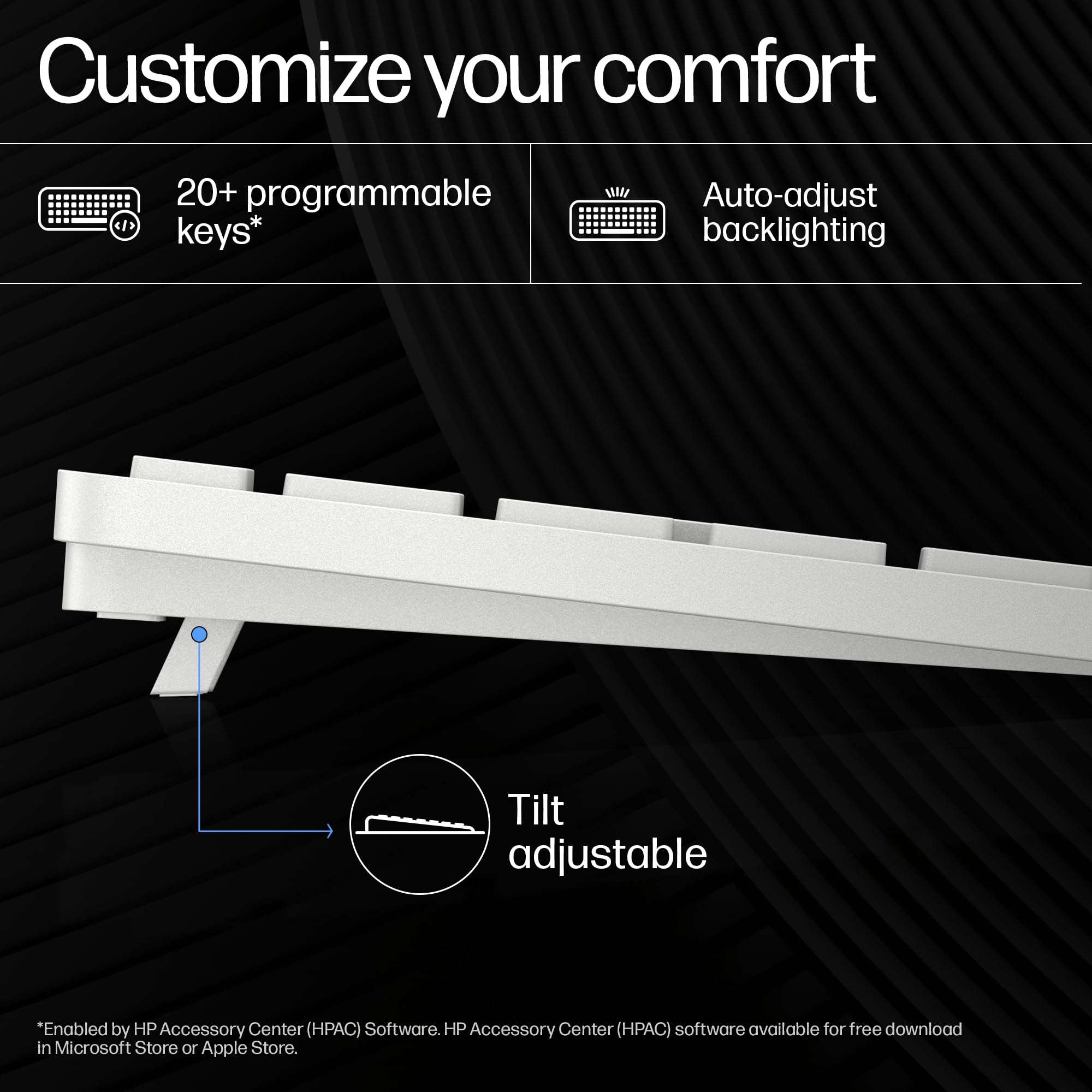 HP 970 Creator Keyboard, Wireless and Multi-Device with 20 programmable Shortcut Keys, Backlit with sensors, up to 6 Month Battery, AES encrypted, 3Y Warranty, 0.67 kg, Silver 6