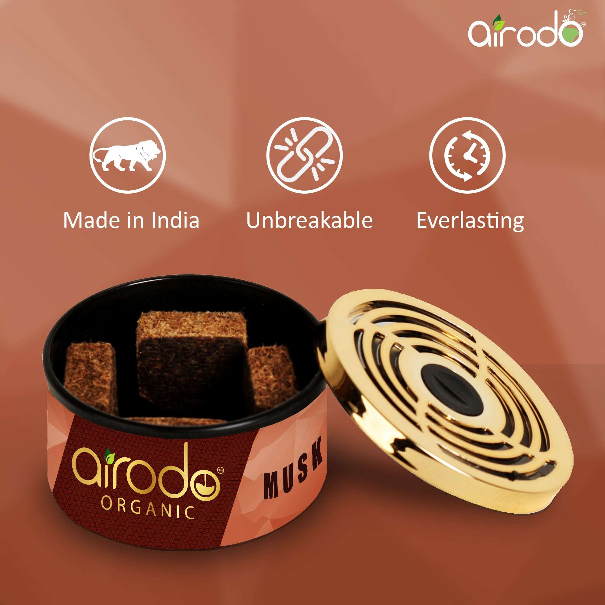 Airodo One Musk Organic Car Perfume, Strong Fiber Air Freshener to Freshen'up Your Car - Car Accessories interior car perfumes and fresheners (50g with 2 Refill) 4