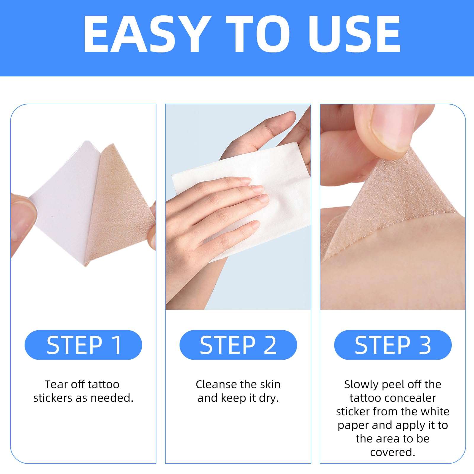 Tattoo Cover up Patch, Waterproof Sweatproof Sticker Patch, Ultra Thin Patch for Tattoo Scar and Birthmarks Tattoo Cover Up Tape for Light Skin Tone, 8 Pcs (Pack of 1) 5