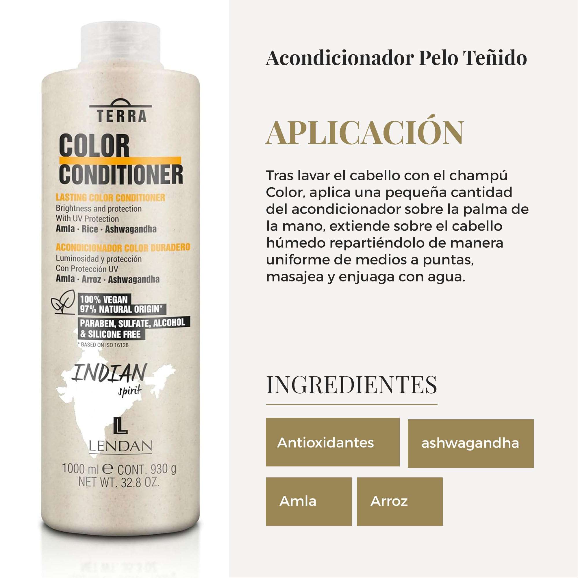 Lendan - Colored Hair Conditioner - Terra Color Conditioner - 1000 ml - Hydrates and Softens Hair - Improves Hair Color Intensity - Strengthens Hair - Shiny Hair - Vegan 6