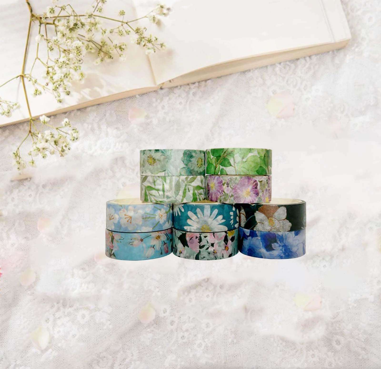 10 Rolls Handmade Decorative Masking Tape for Journaling, DIY Crafts, Scrapbooking - Easy Peel & Stick, Vintage Art Design，Washi Paper，Gift Wrapping, Home Decor - Waterproof, Reusable 5