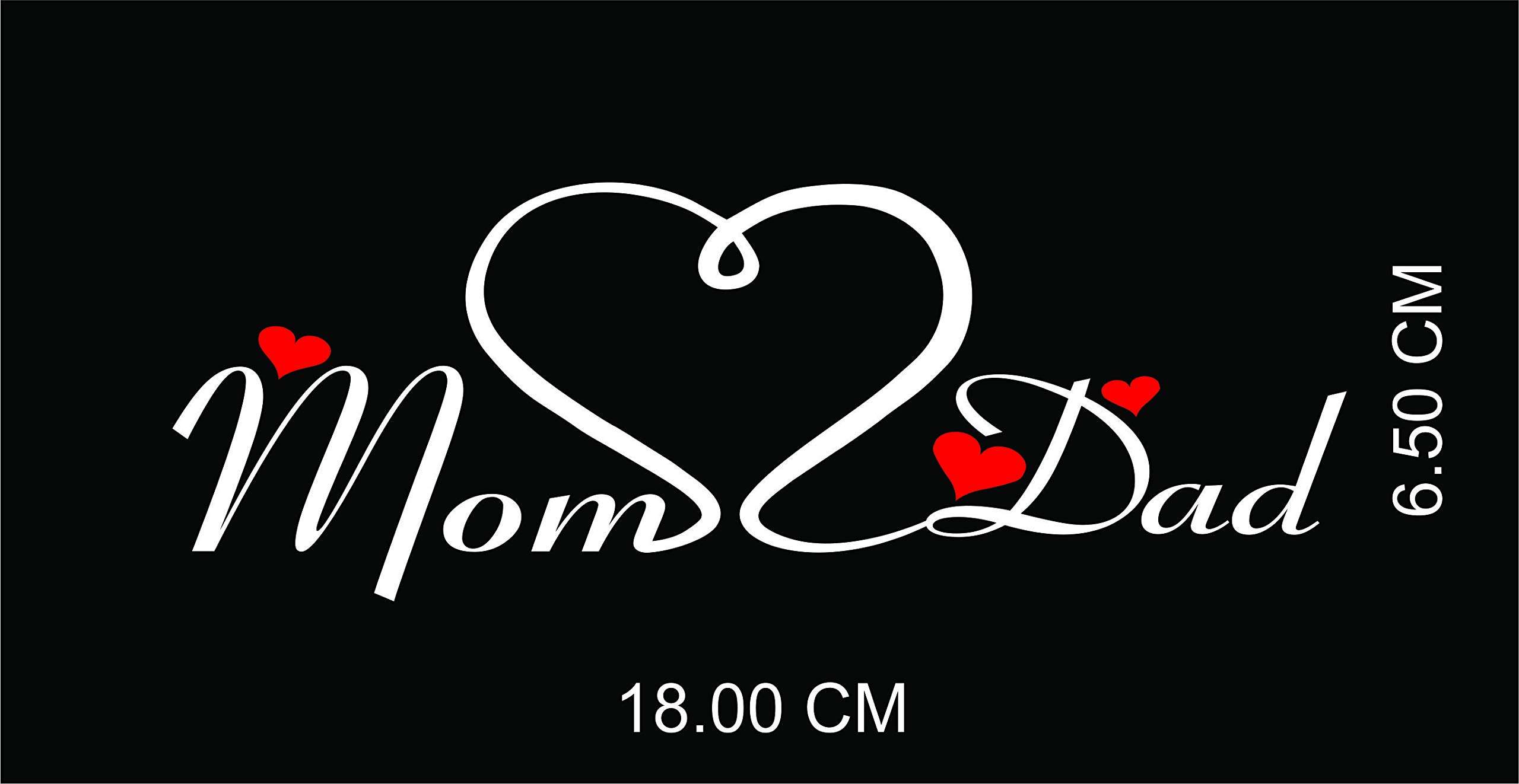 ISEE 360® Mom Dad Bike Stickers for Scooter Fascino and Activa Bikes Mask Tank Sides L x H (18.00 cm x6.50 cm) (White, Red) 1