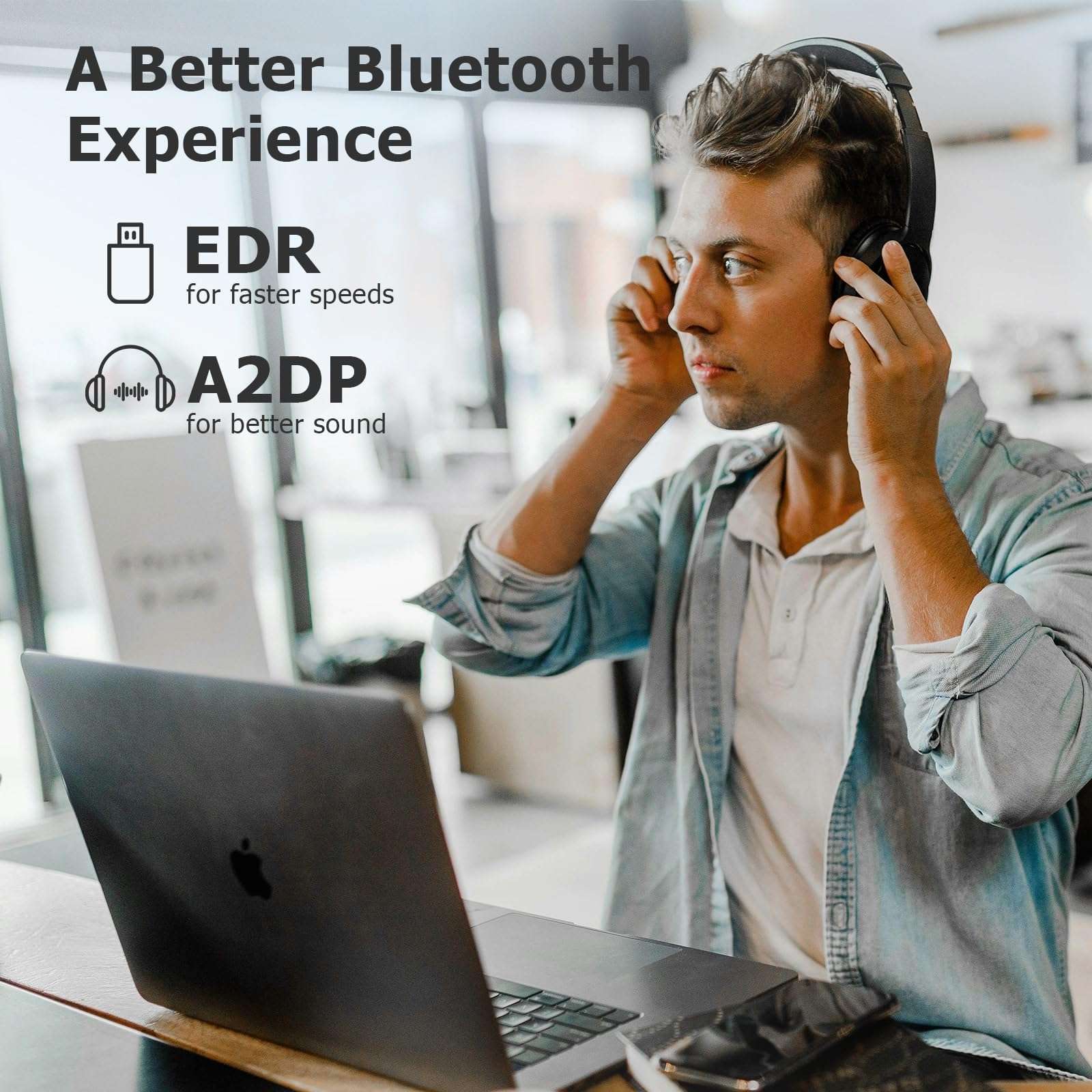 USB Bluetooth Adapter for PC, Plug & Play Bluetooth Dongle for PC, Mac, Headphones, Wireless Audio Transmitter for Computer Desktop, Supports Windows 11/10/8.1 & macOS, PS4/PS5 6